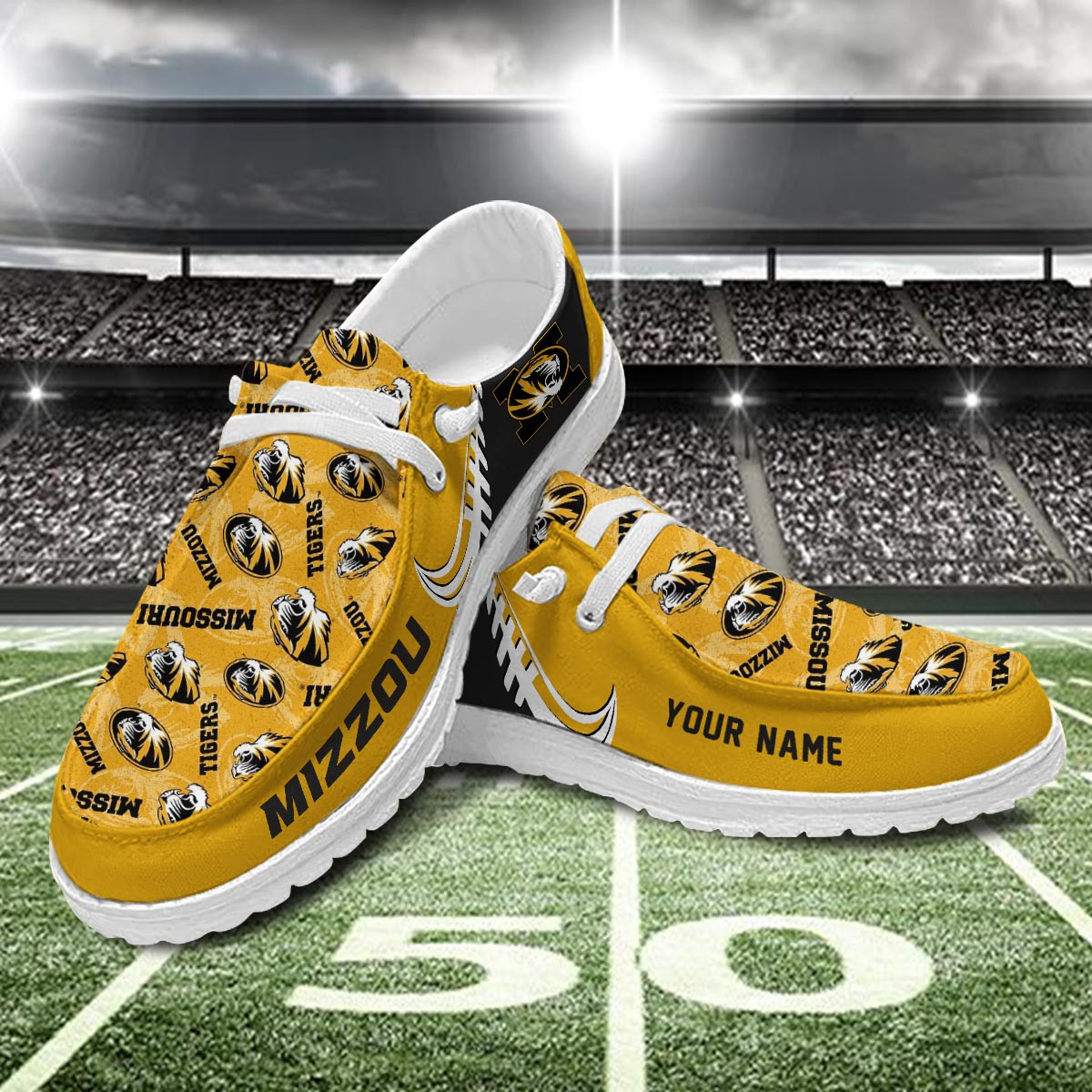 JWFancy Missouri Tigers Hey Dude Shoes Wally Men's Lace Up Loafers Comfortable For Men And Women