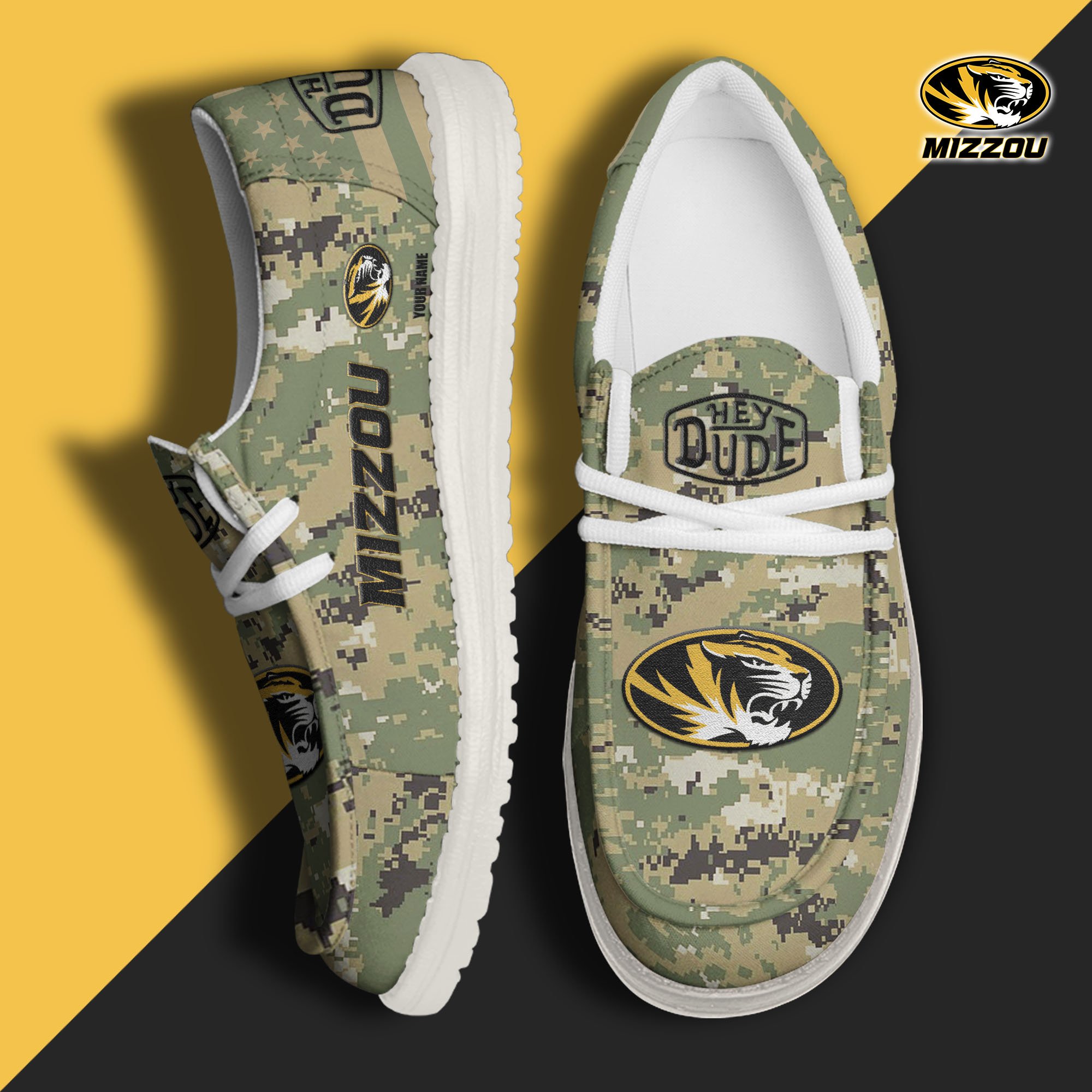 JWFancy Missouri Tigers Hey Dude Shoes Wally Men's Lace Up Loafers Comfortable For Men And Women