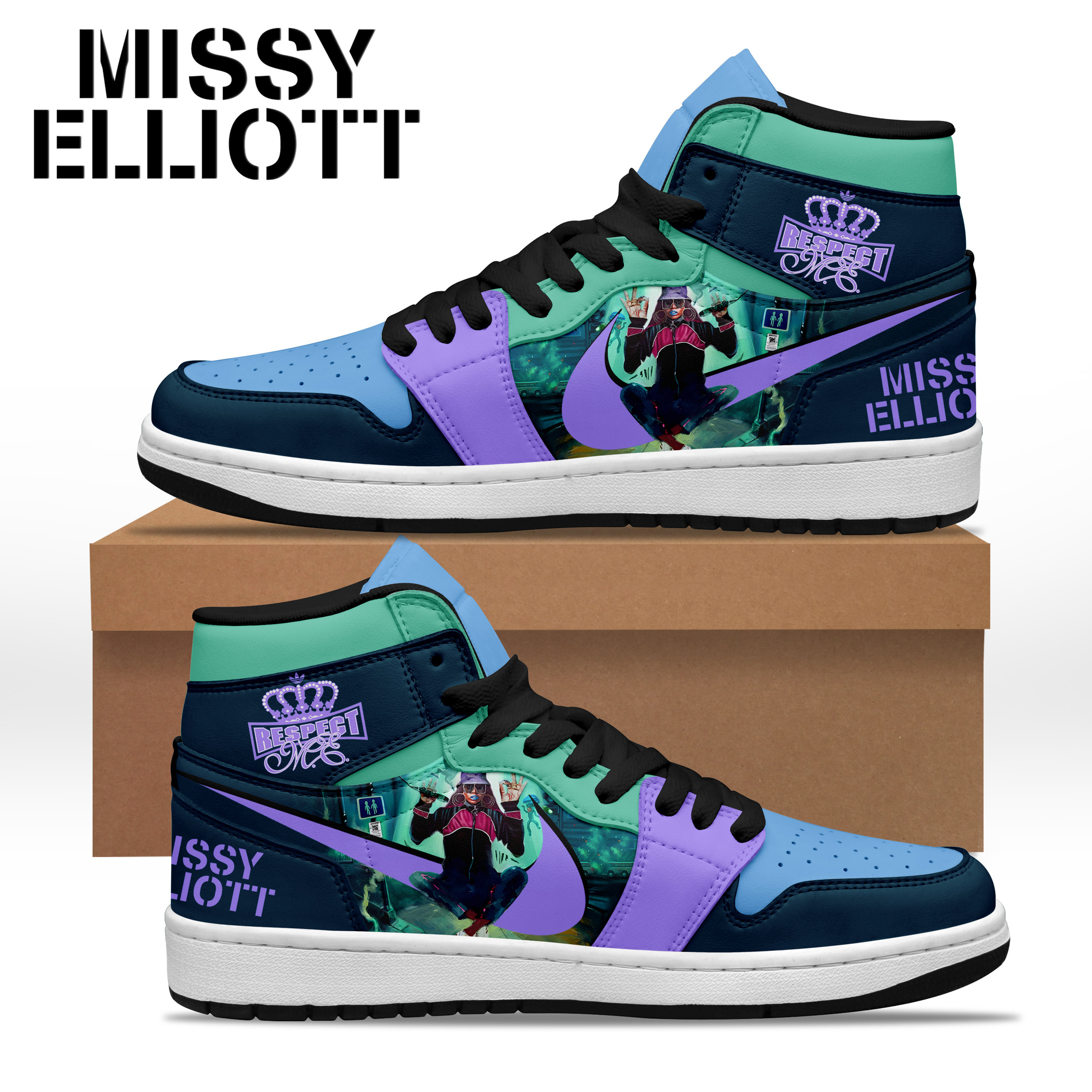 JWFancy Missy Elliott AJ1 High Sneakers Shoes For Men And Women