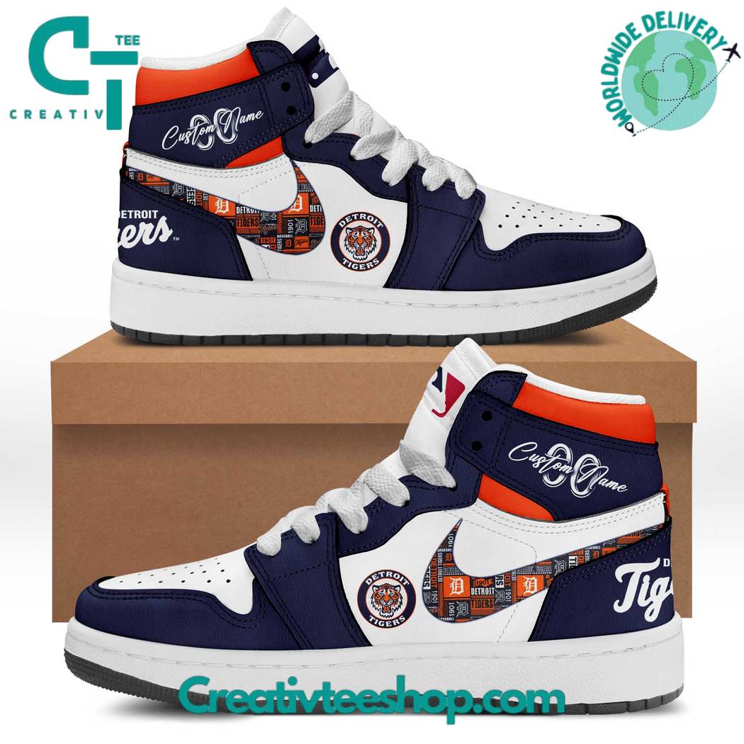 JWFancy MLB Detroit Tiger AJ1 High Sneakers Shoes For Men And Women