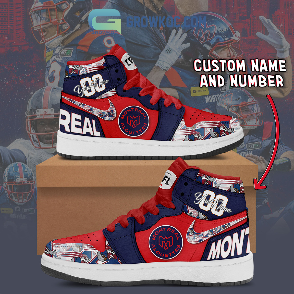 JWFancy Montreal Alouettes AJ1 High Sneakers Shoes For Men And Women