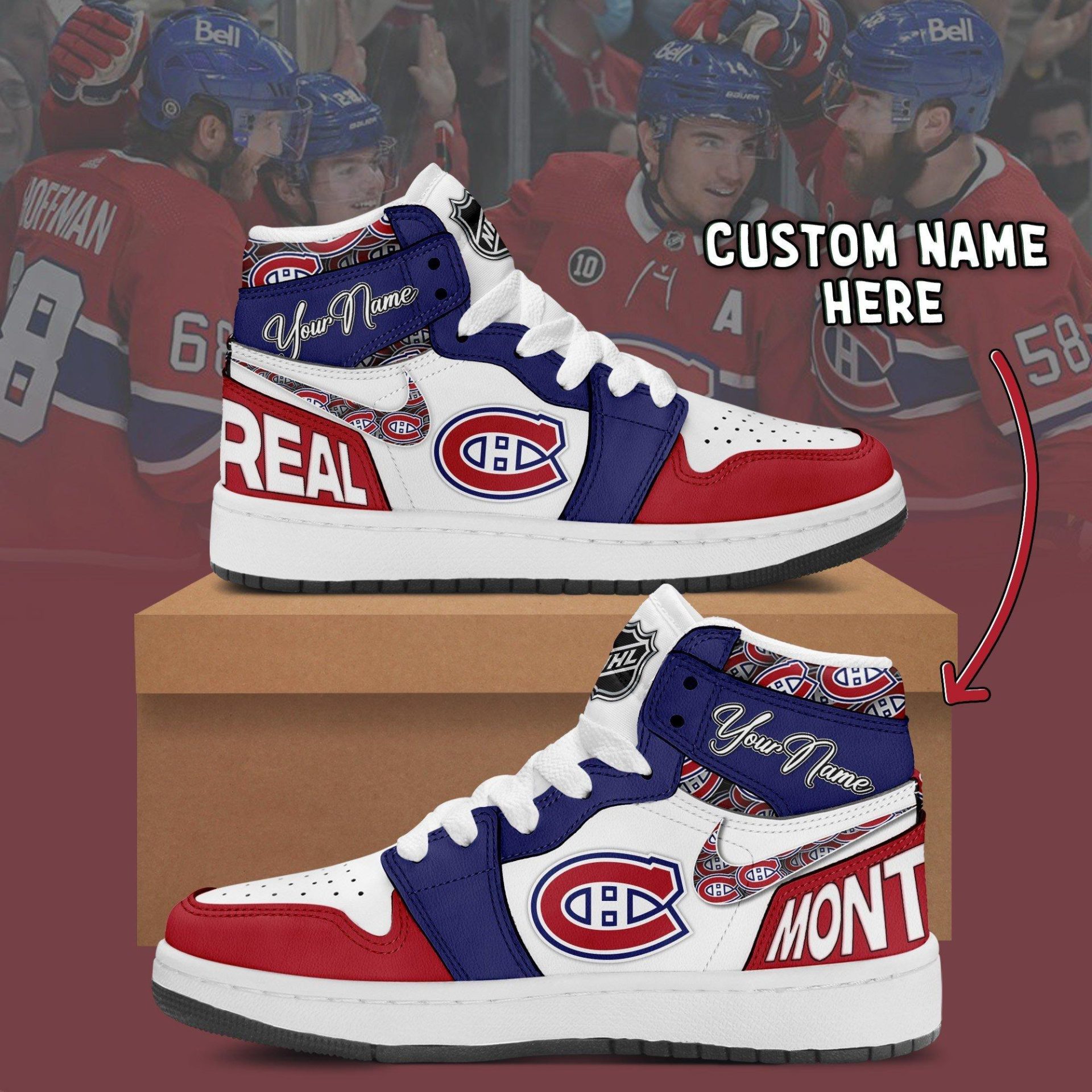 JWFancy Montreal Canadiens AJ1 High Sneakers Shoes For Men And Women