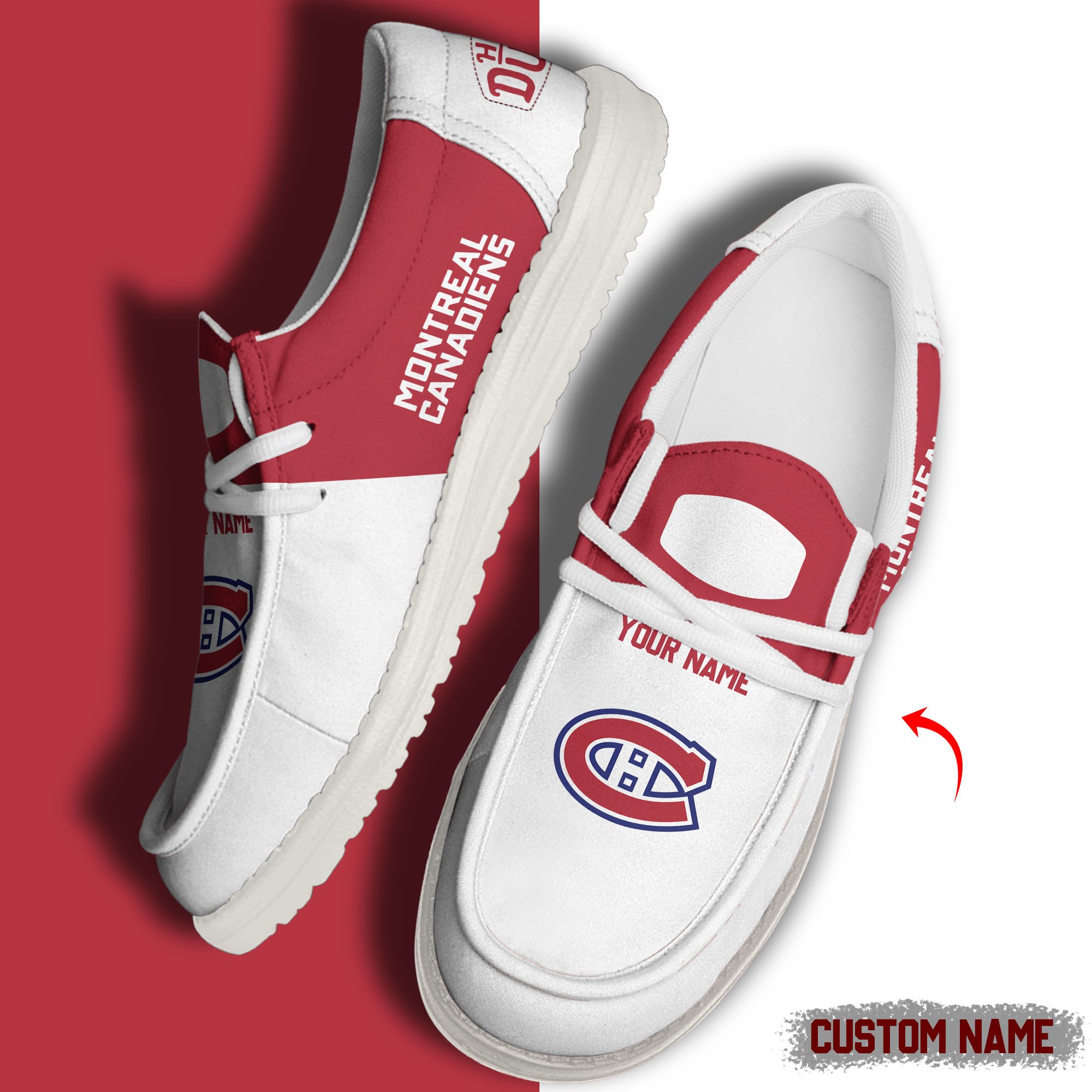 JWFancy Montreal Canadiens Hey Dude Shoes Wally Men's Lace Up Loafers Comfortable For Men And Women
