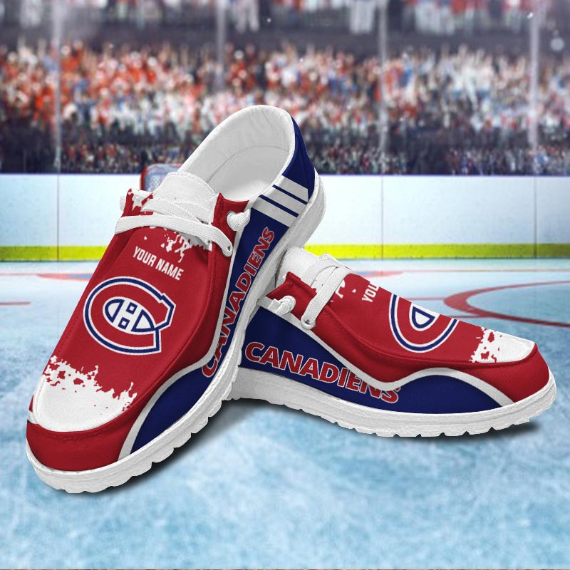 JWFancy Montreal Canadiens Hey Dude Shoes Wally Men's Lace Up Loafers Comfortable For Men And Women