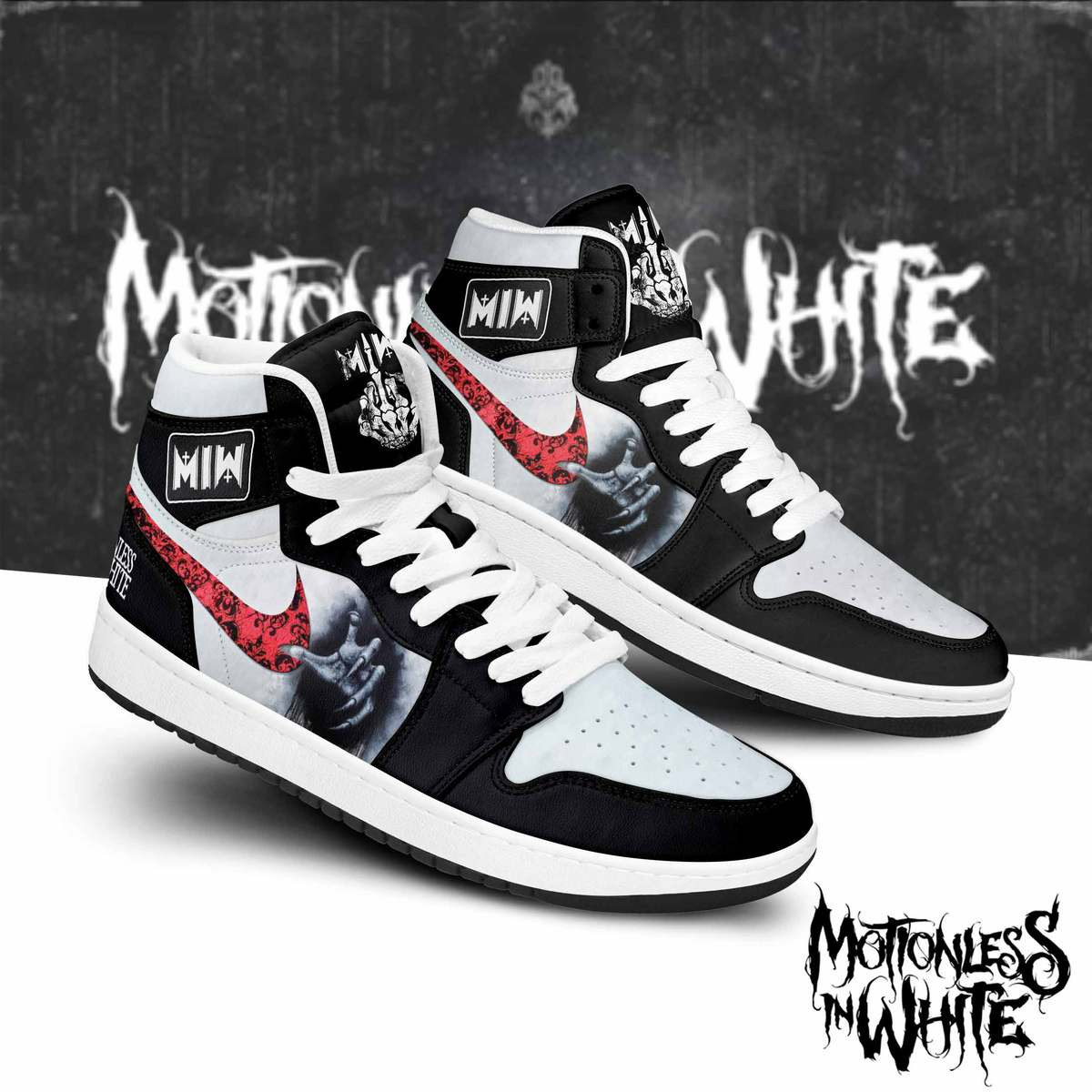 JWFancy Motionless in White AJ1 High Sneakers Shoes For Men And Women