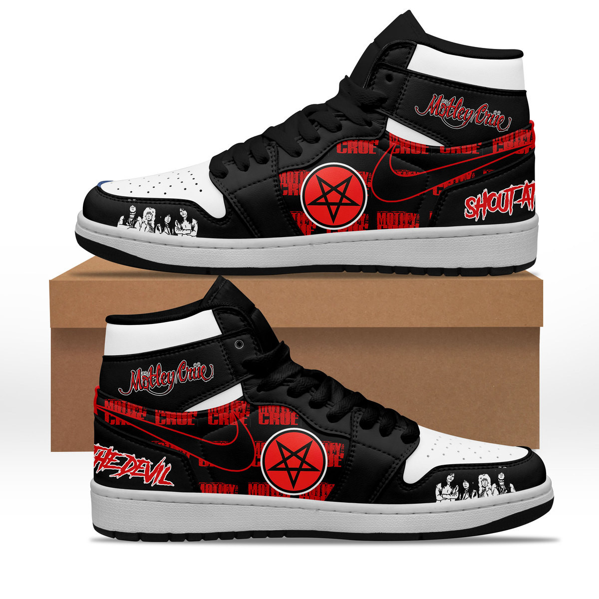 JWFancy Motley Crue AJ1 High Sneakers Shoes For Men And Women