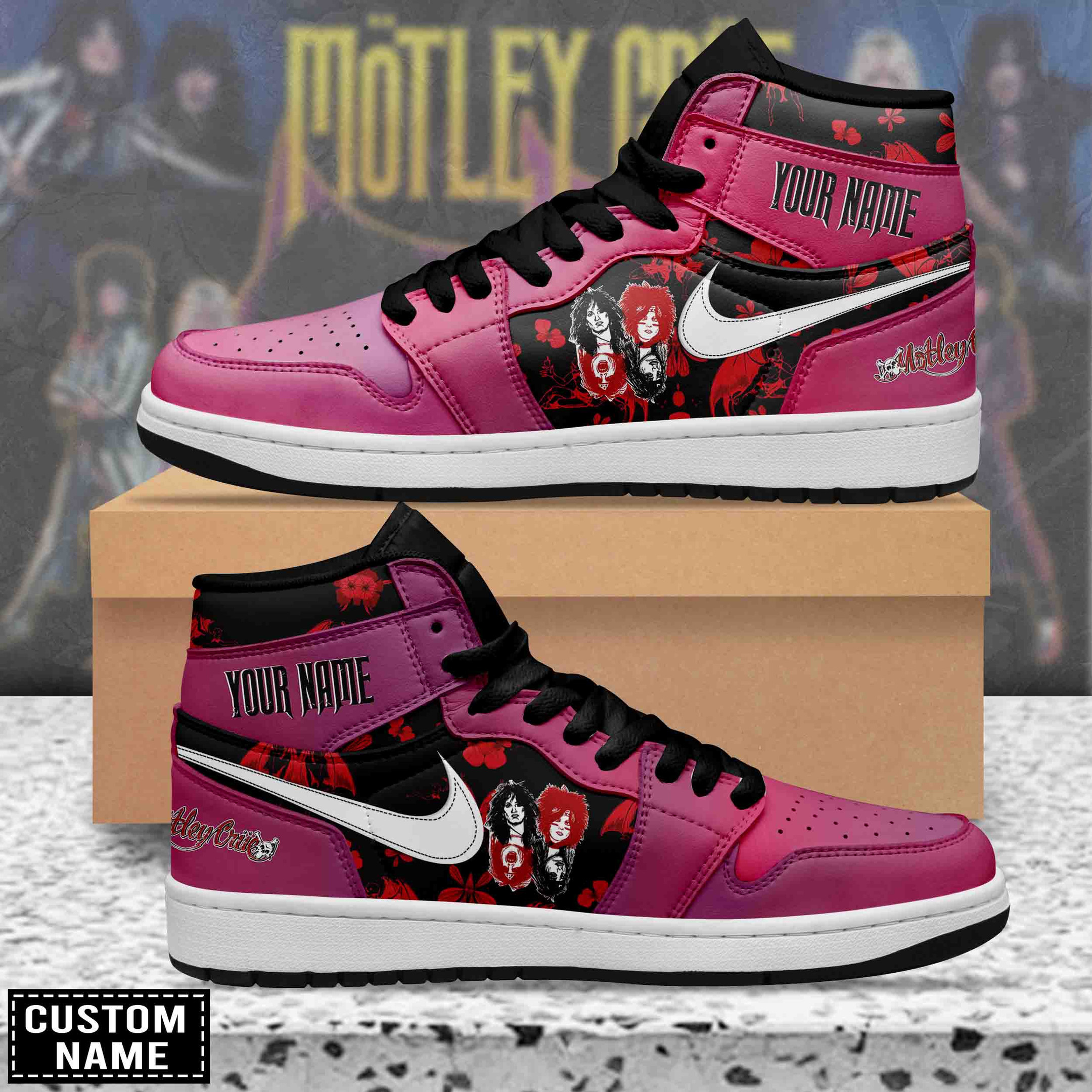JWFancy Motley Crue AJ1 High Sneakers Shoes For Men And Women