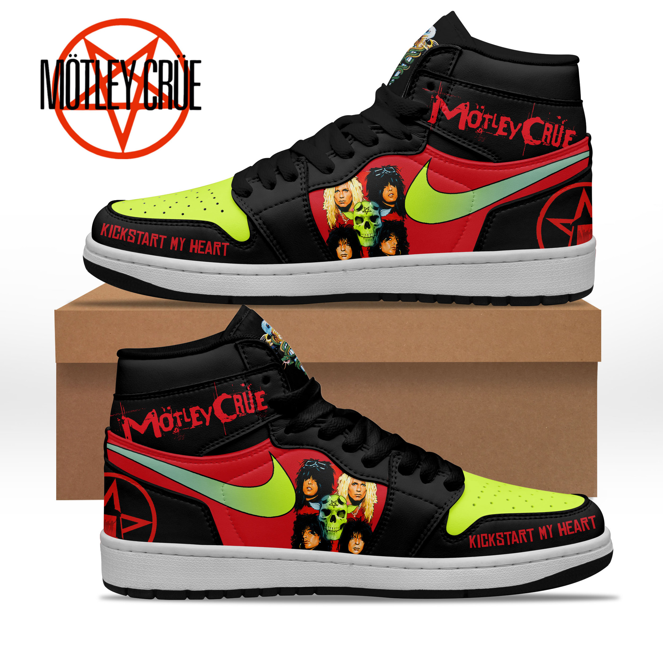 JWFancy Motley Crue AJ1 High Sneakers Shoes For Men And Women
