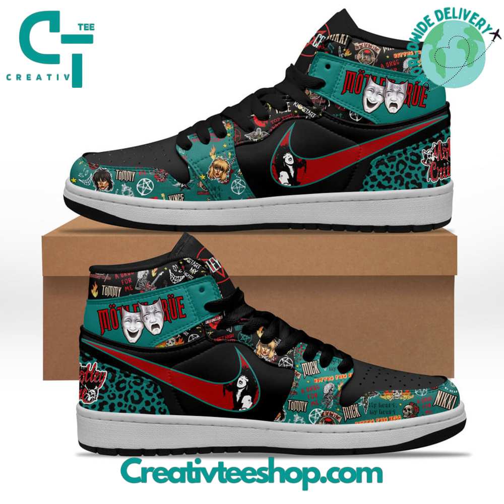 JWFancy Motley Crue Nike AJ1 High Sneakers Shoes For Men And Women