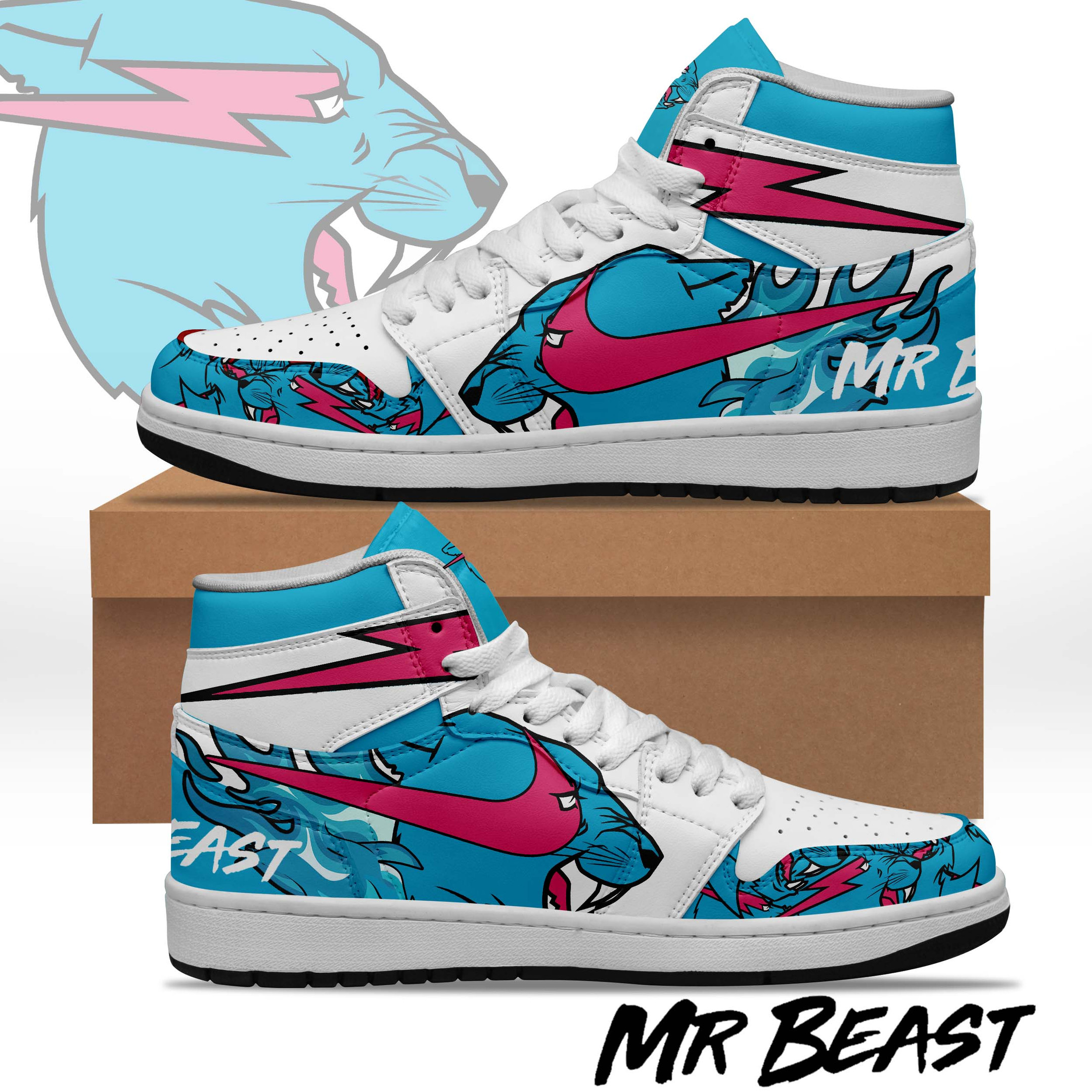 JWFancy Mr Beast AJ1 High Sneakers Shoes For Men And Women