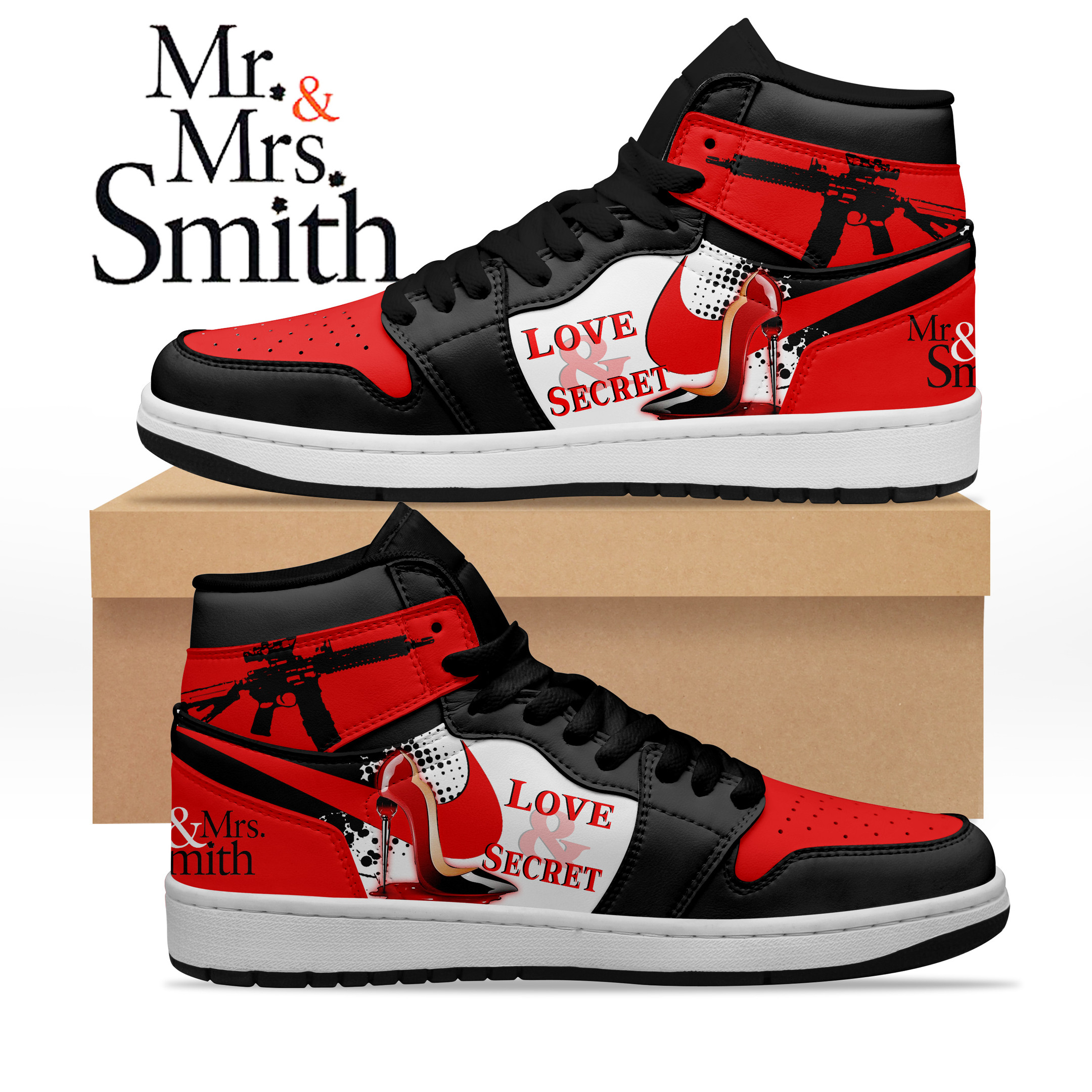 JWFancy Mr. & Mrs. Smith AJ1 High Sneakers Shoes For Men And Women