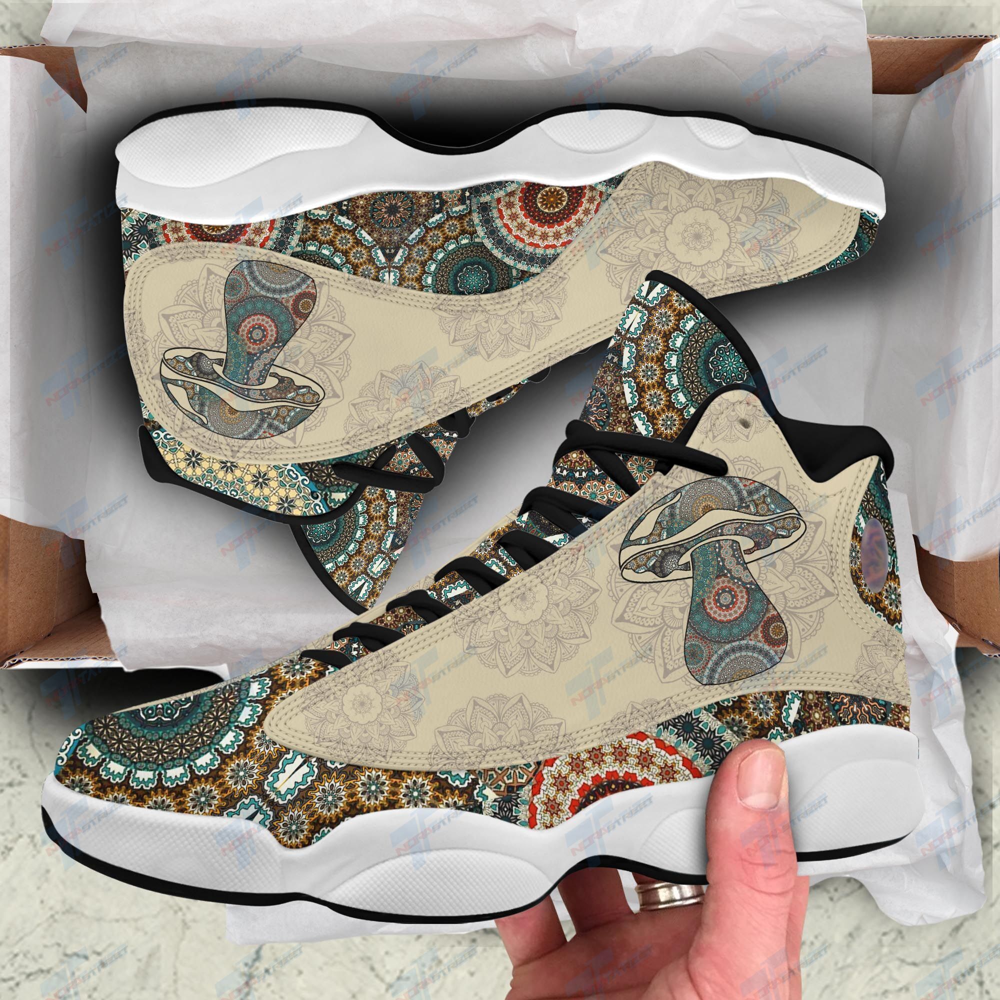 JWFancy Mushroom Mandala Pattern AJ13 Sneakers Shoes For Men And Women