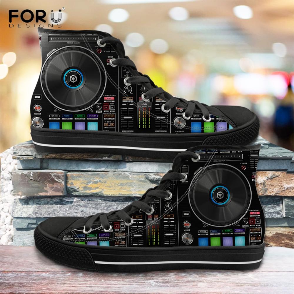 JWFancy Music Lover High Top Canvas Sneakers Shoes For Men And Women