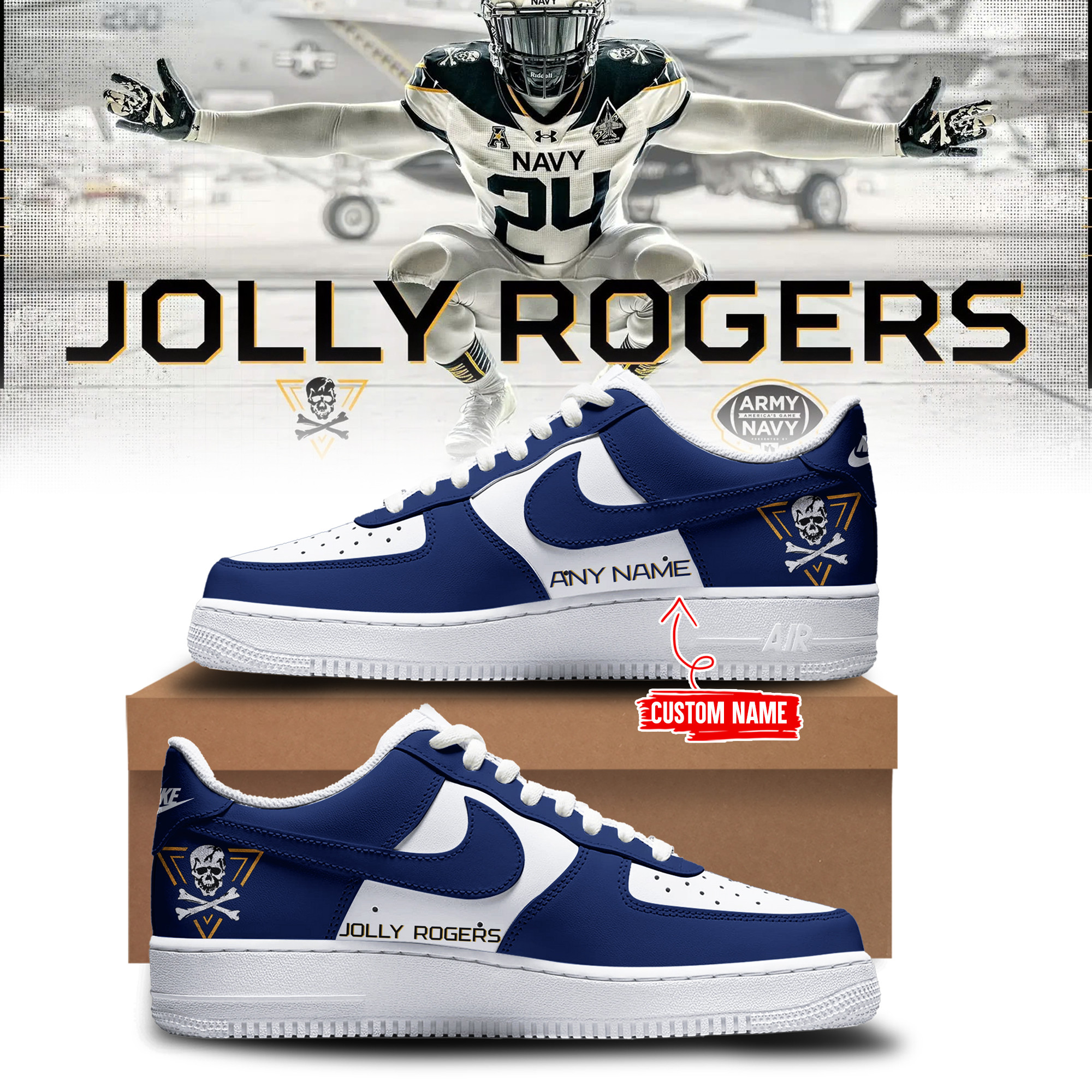 JWFancy Navy Midshipmen Air Low-Top Sneakers Shoes For Men And Women