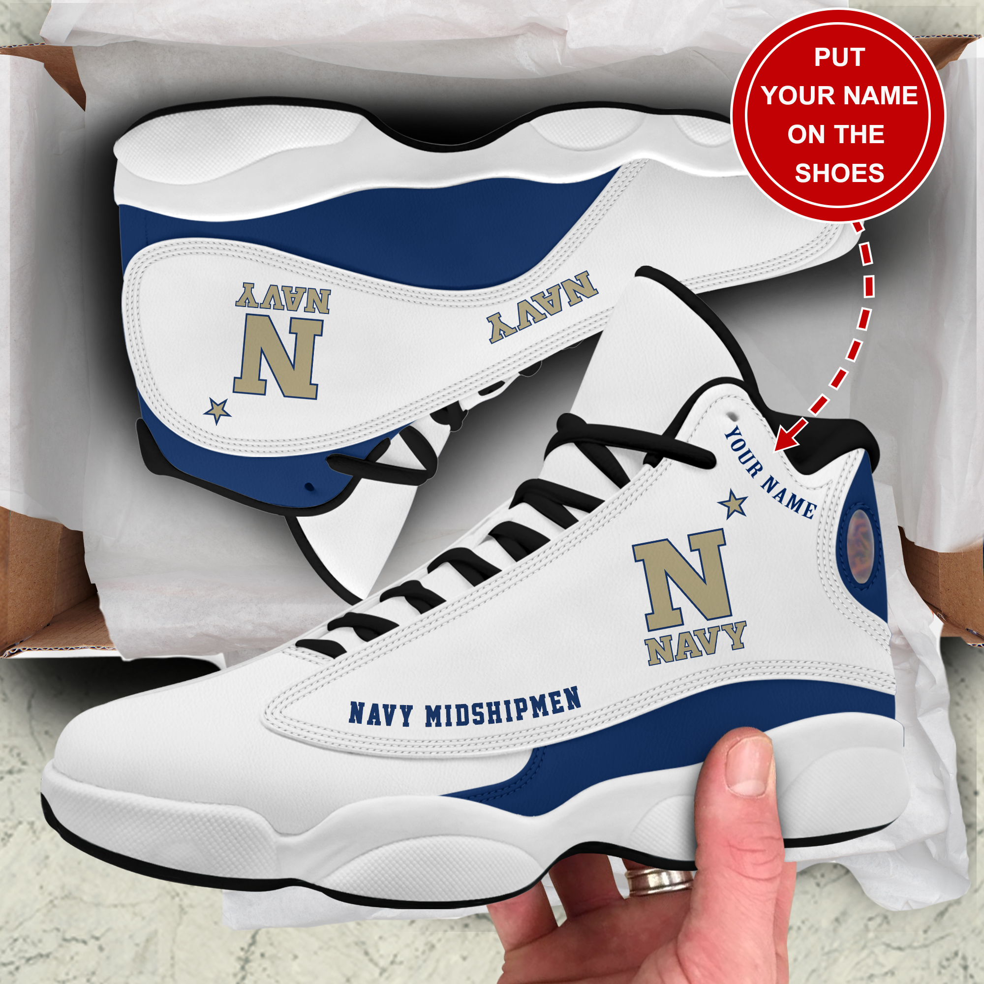 JWFancy Navy Midshipmen AJ13 Sneakers Shoes For Men And Women