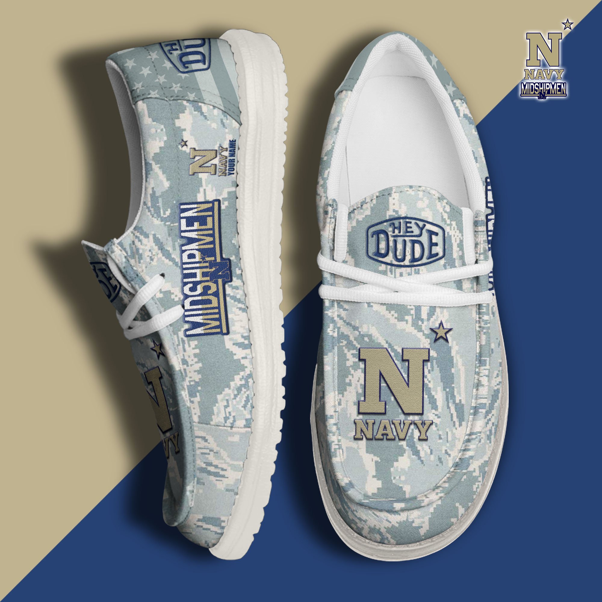 JWFancy Navy Midshipmen Hey Dude Shoes Wally Men's Lace Up Loafers Comfortable For Men And Women