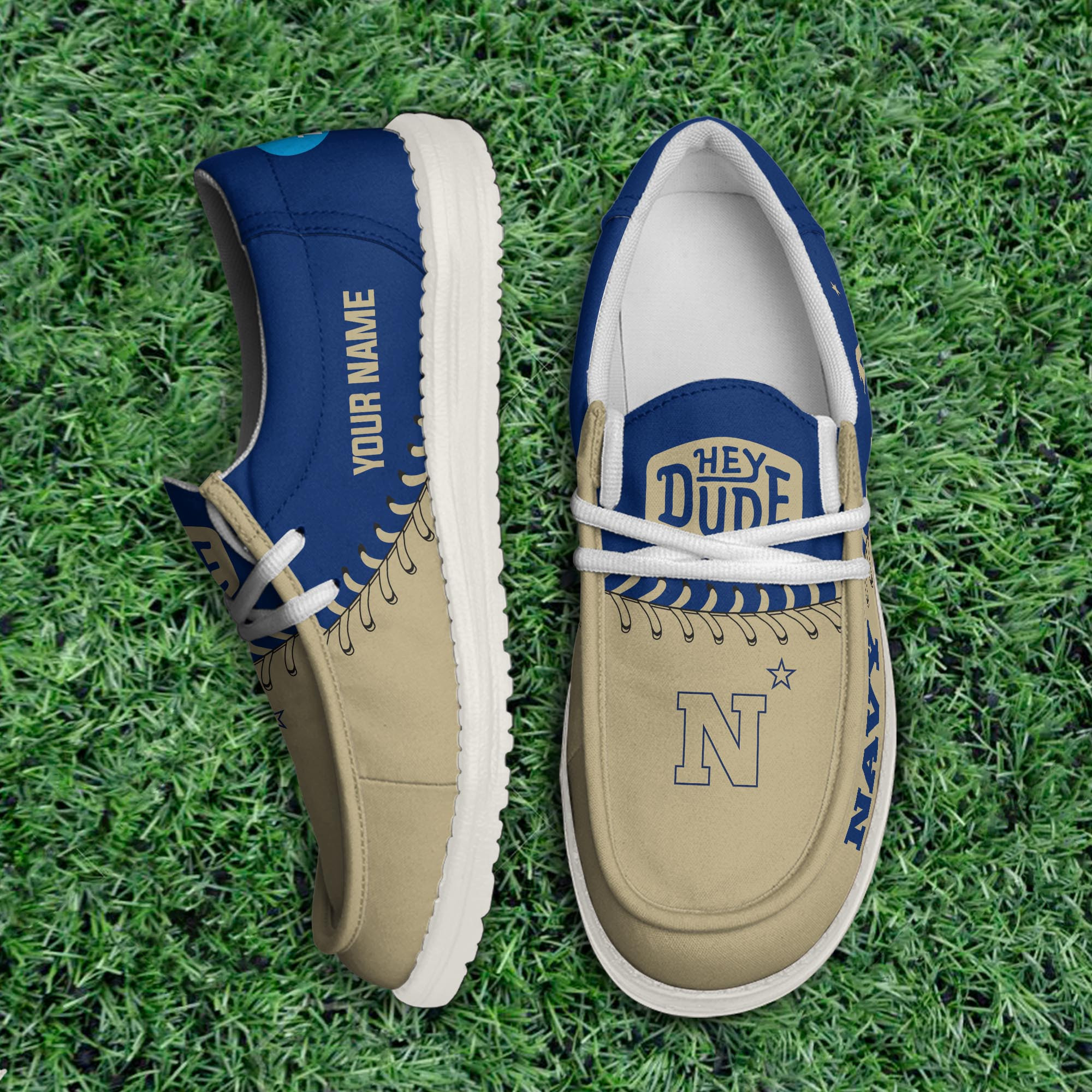 JWFancy Navy Midshipmen Hey Dude Shoes Wally Men's Lace Up Loafers Comfortable For Men And Women