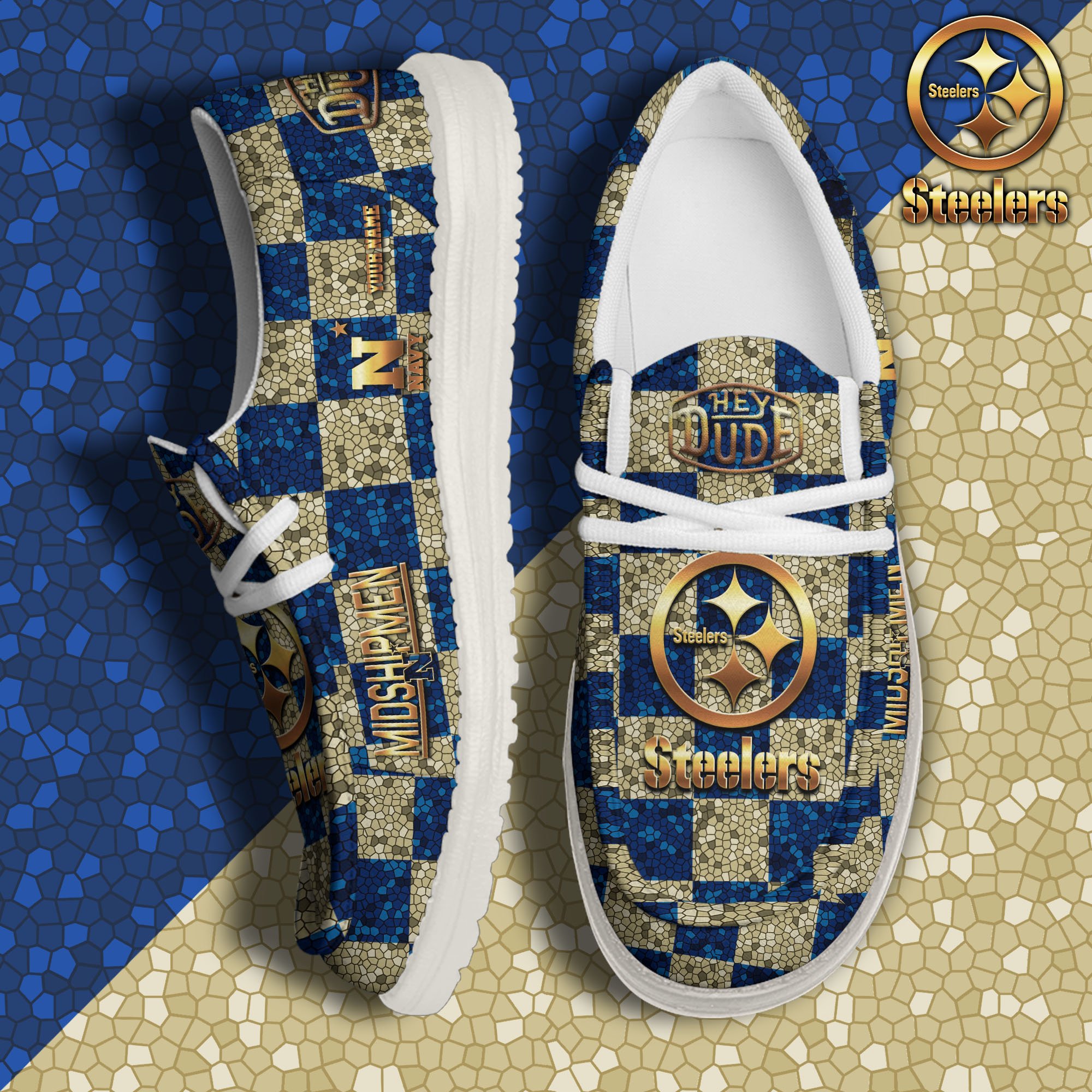 JWFancy Navy Midshipmen Hey Dude Shoes Wally Men's Lace Up Loafers Comfortable For Men And Women