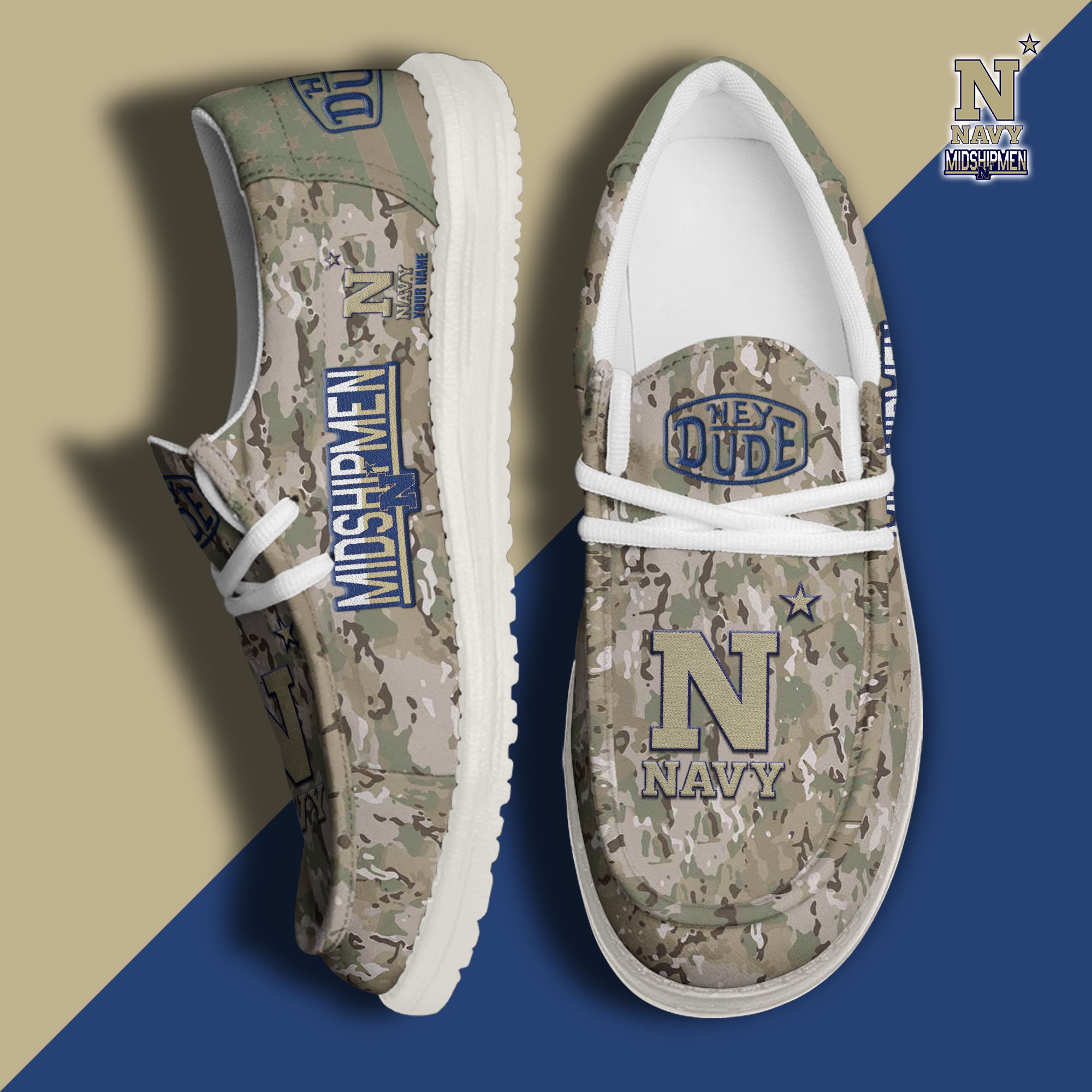 JWFancy Navy Midshipmen Hey Dude Shoes Wally Men's Lace Up Loafers Comfortable For Men And Women