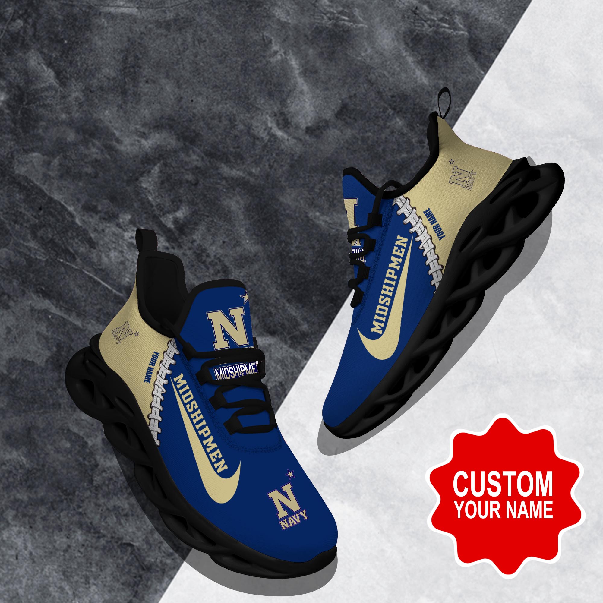 JWFancy Navy Midshipmen Max Soul Shoes Sneakers For Men And Women