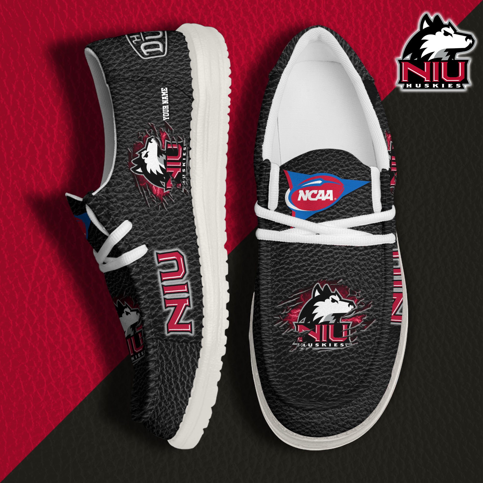 JWFancy NC State Wolfpack Hey Dude Shoes Wally Men's Lace Up Loafers Comfortable For Men And Women