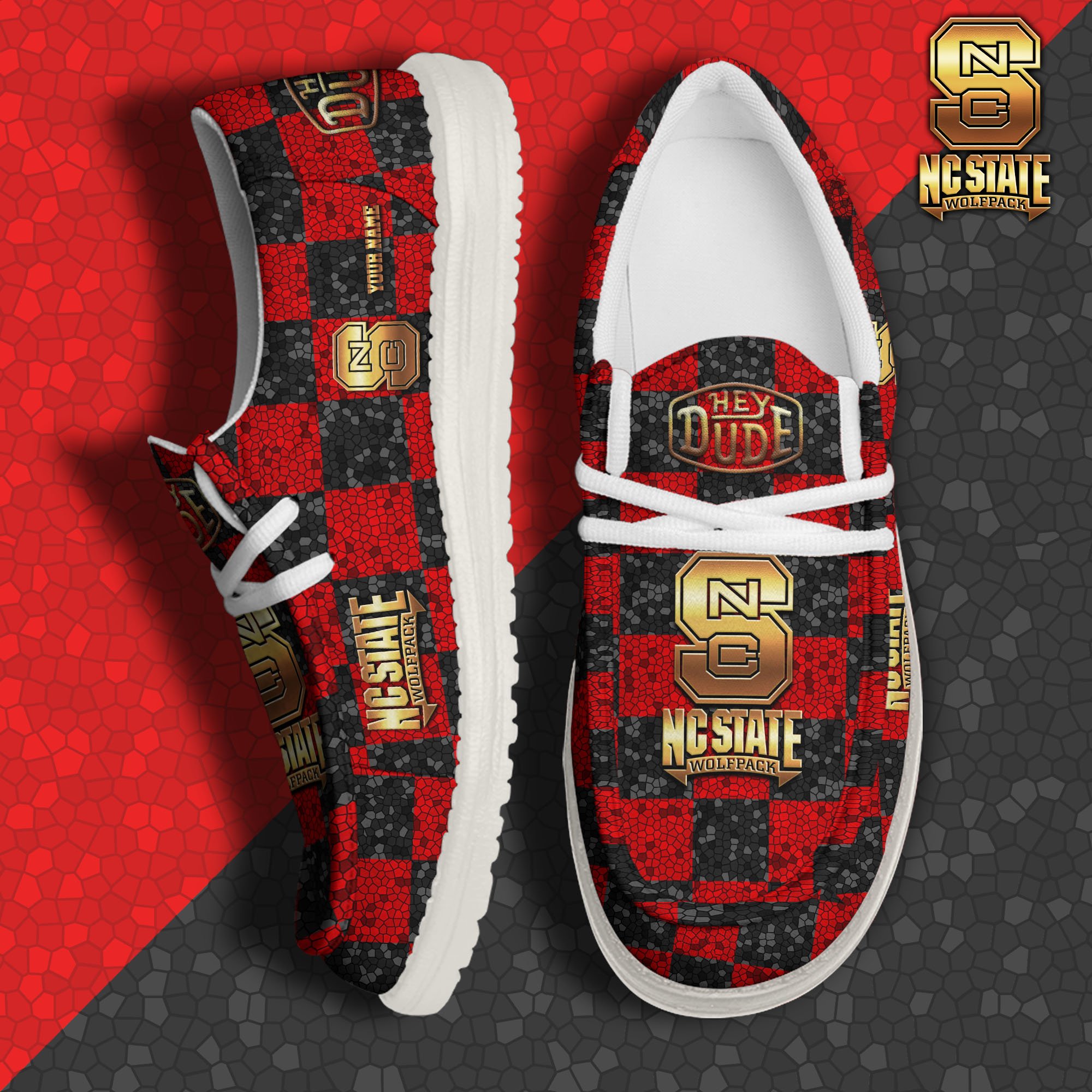 JWFancy NC State Wolfpack Hey Dude Shoes Wally Men's Lace Up Loafers Comfortable For Men And Women