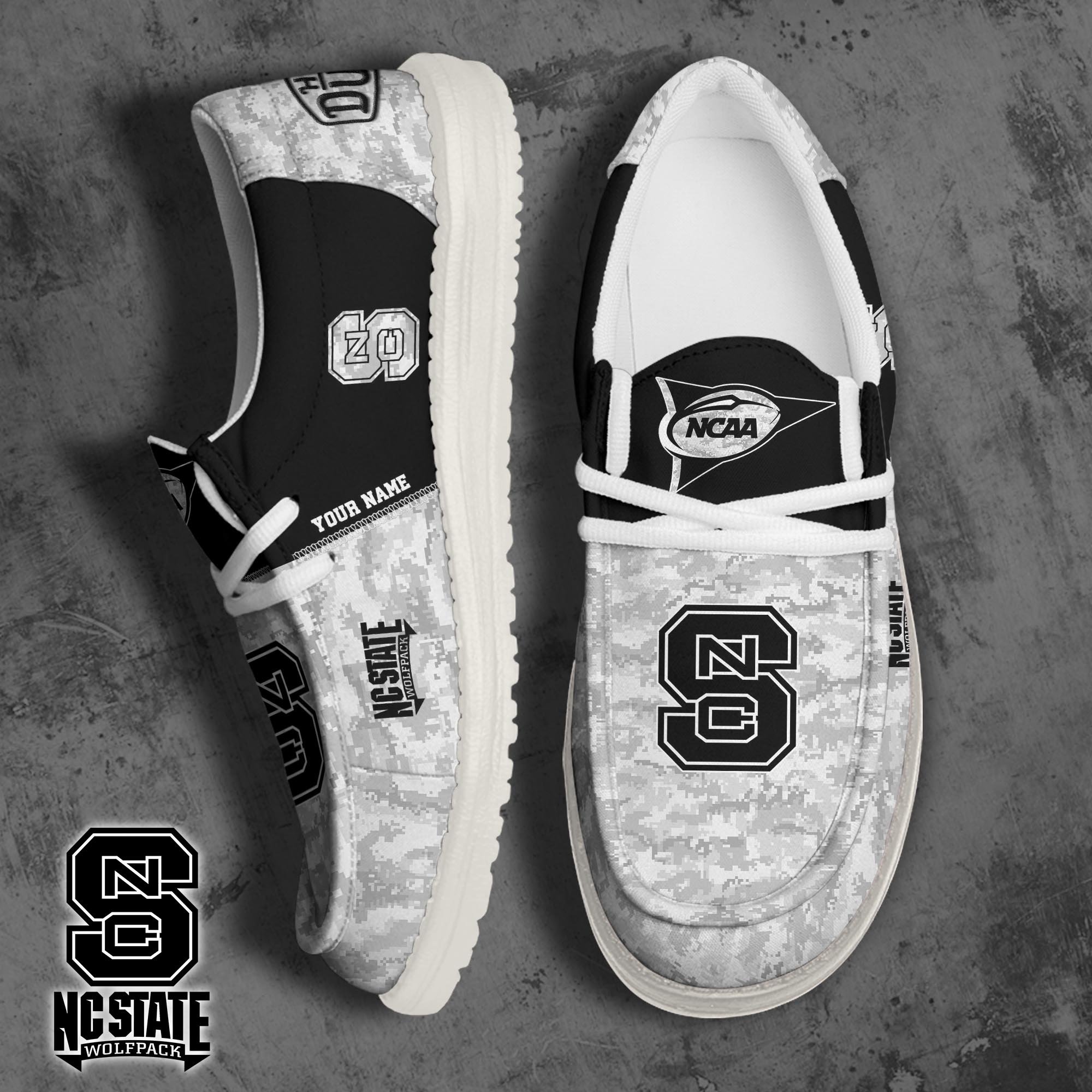 JWFancy NC State Wolfpack Hey Dude Shoes Wally Men's Lace Up Loafers Comfortable For Men And Women