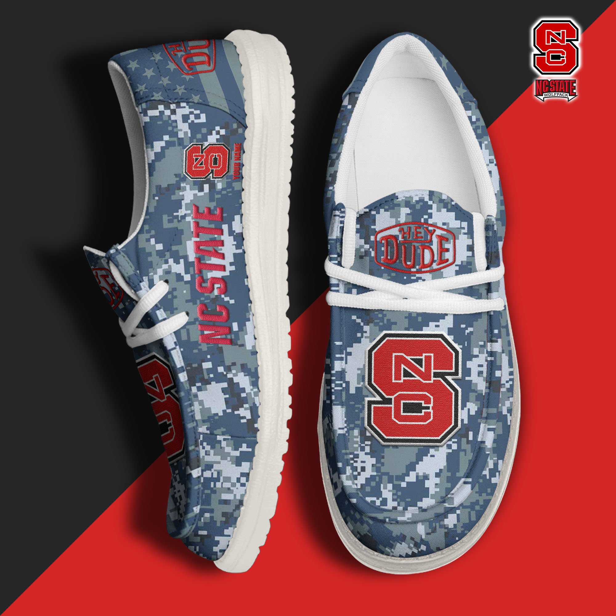 JWFancy NC State Wolfpack Hey Dude Shoes Wally Men's Lace Up Loafers Comfortable For Men And Women
