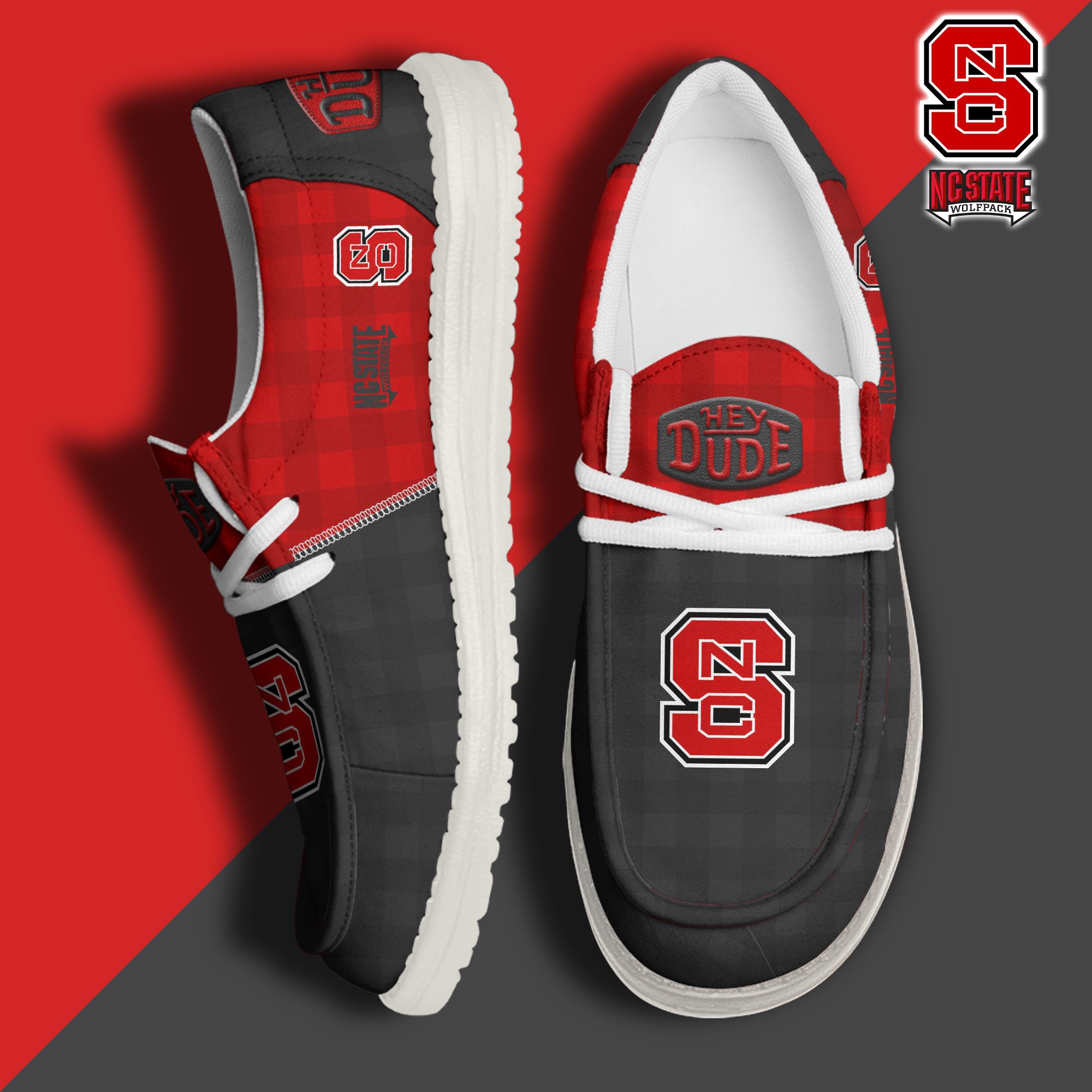 JWFancy NC State Wolfpack Hey Dude Shoes Wally Men's Lace Up Loafers Comfortable For Men And Women