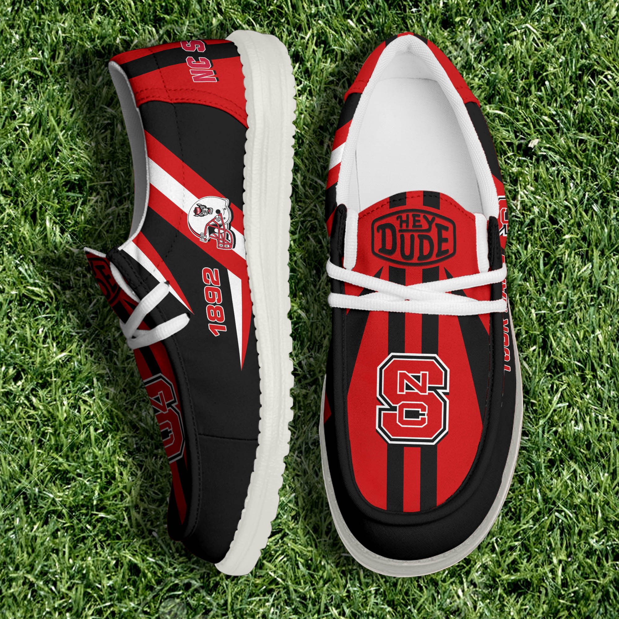 JWFancy NC State Wolfpack Hey Dude Shoes Wally Men's Lace Up Loafers Comfortable For Men And Women
