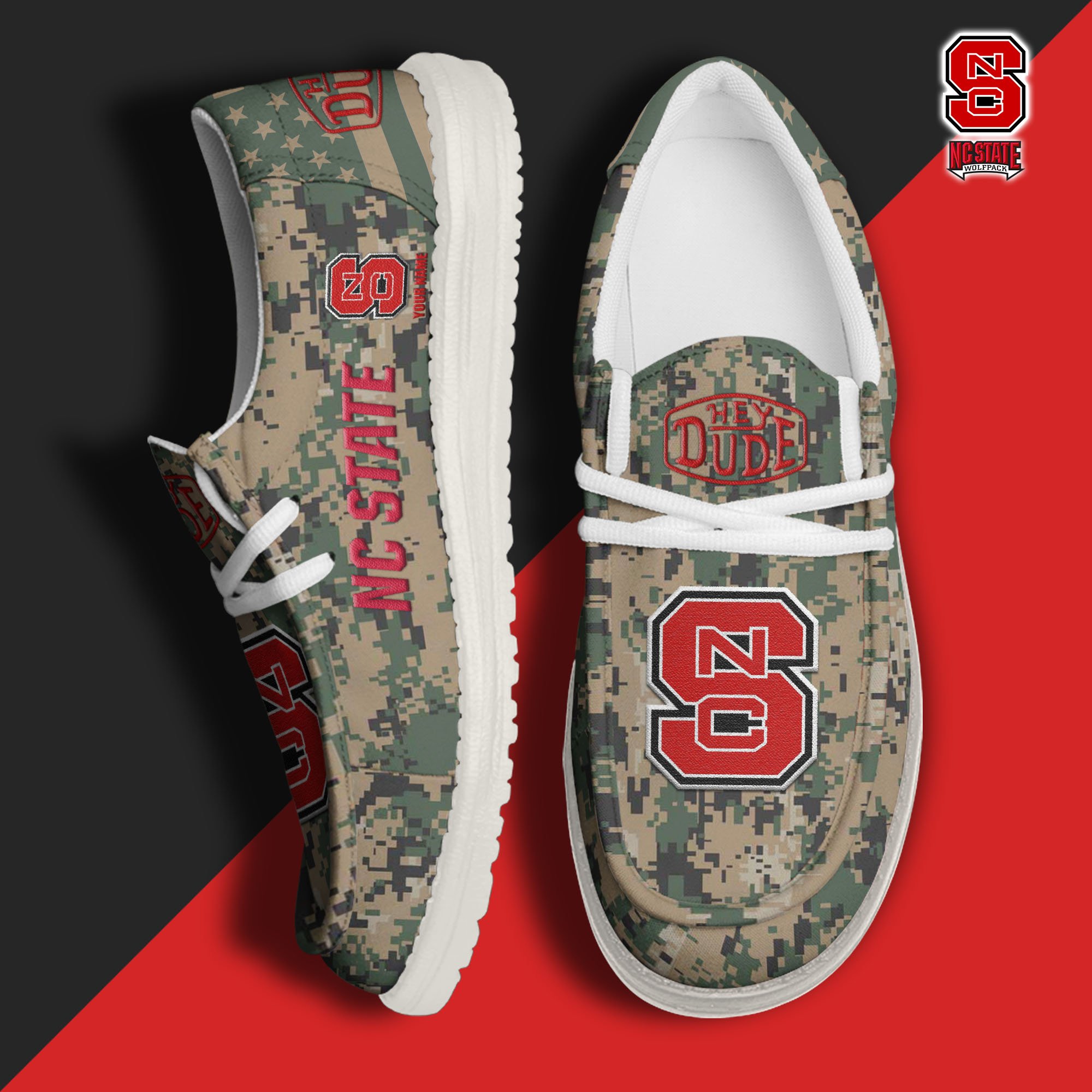 JWFancy NC State Wolfpack Hey Dude Shoes Wally Men's Lace Up Loafers Comfortable For Men And Women