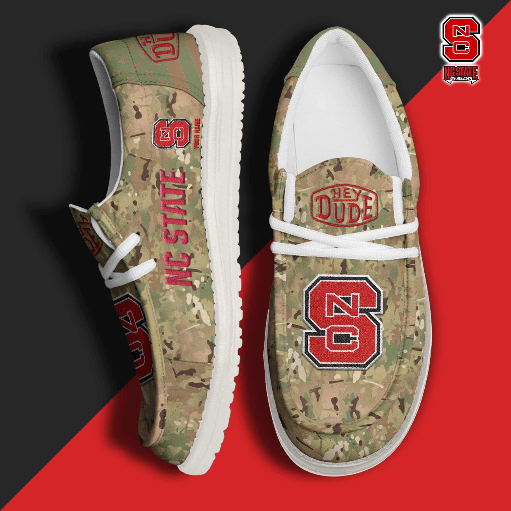 JWFancy NC State Wolfpack Hey Dude Shoes Wally Men's Lace Up Loafers Comfortable For Men And Women