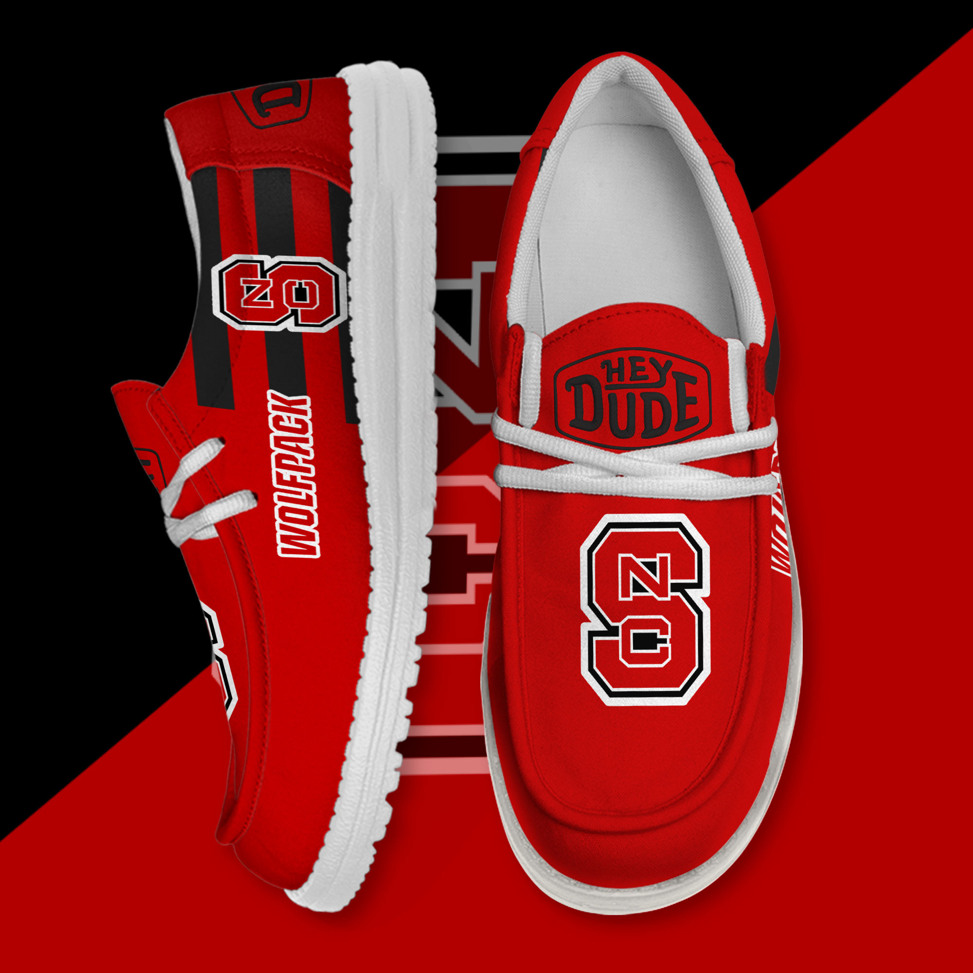 JWFancy NC State Wolfpack Hey Dude Shoes Wally Men's Lace Up Loafers Comfortable For Men And Women