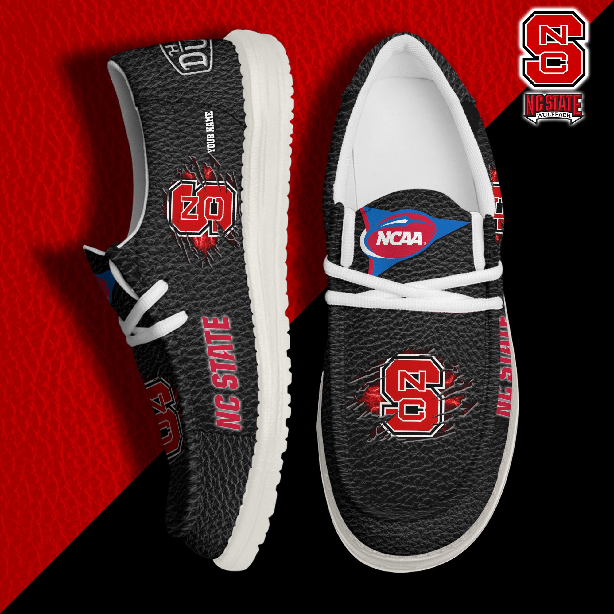 JWFancy NC State Wolfpack Hey Dude Shoes Wally Men's Lace Up Loafers Comfortable For Men And Women