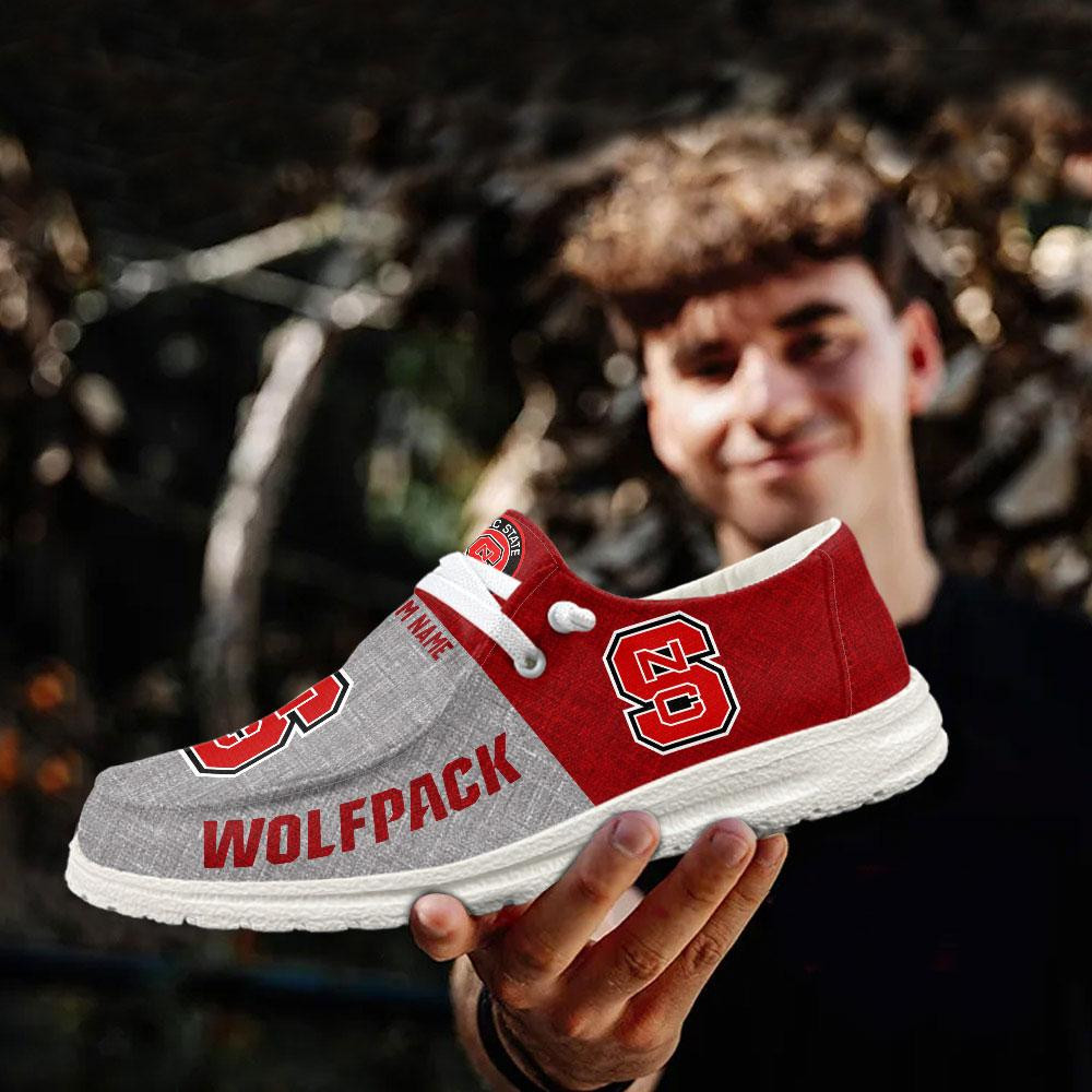 JWFancy NC State Wolfpack Hey Dude Shoes Wally Men's Lace Up Loafers Comfortable For Men And Women