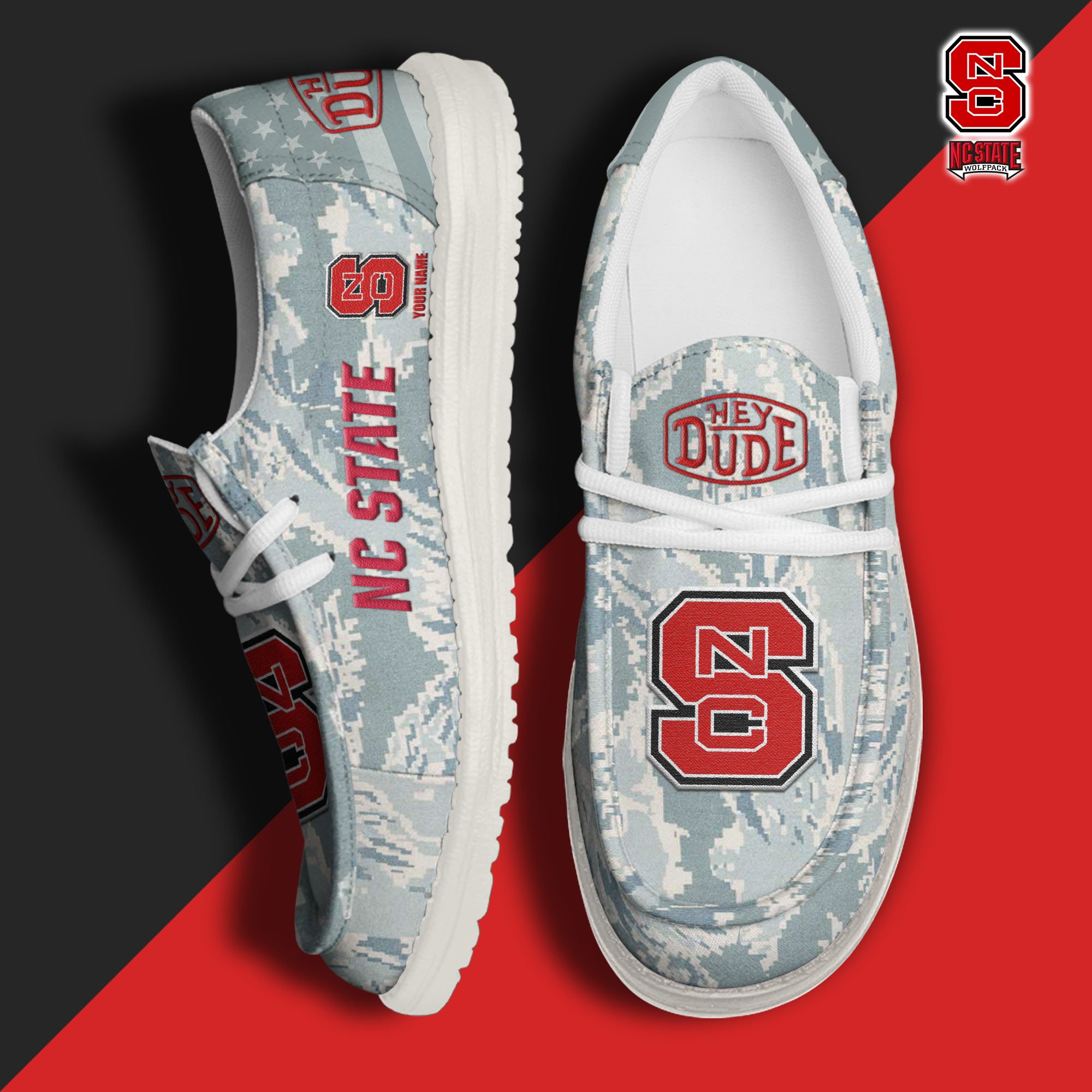 JWFancy NC State Wolfpack Hey Dude Shoes Wally Men's Lace Up Loafers Comfortable For Men And Women