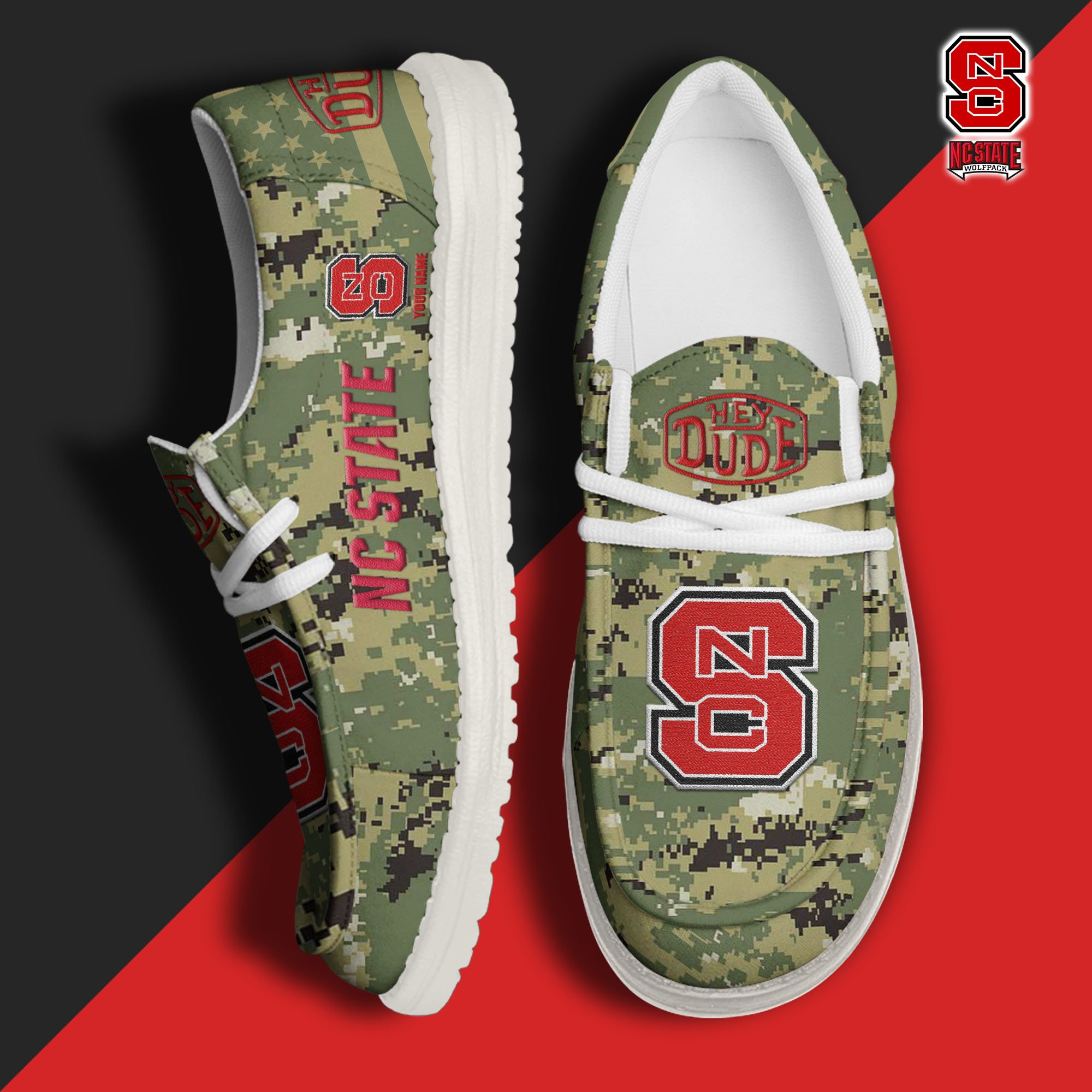 JWFancy NC State Wolfpack Hey Dude Shoes Wally Men's Lace Up Loafers Comfortable For Men And Women