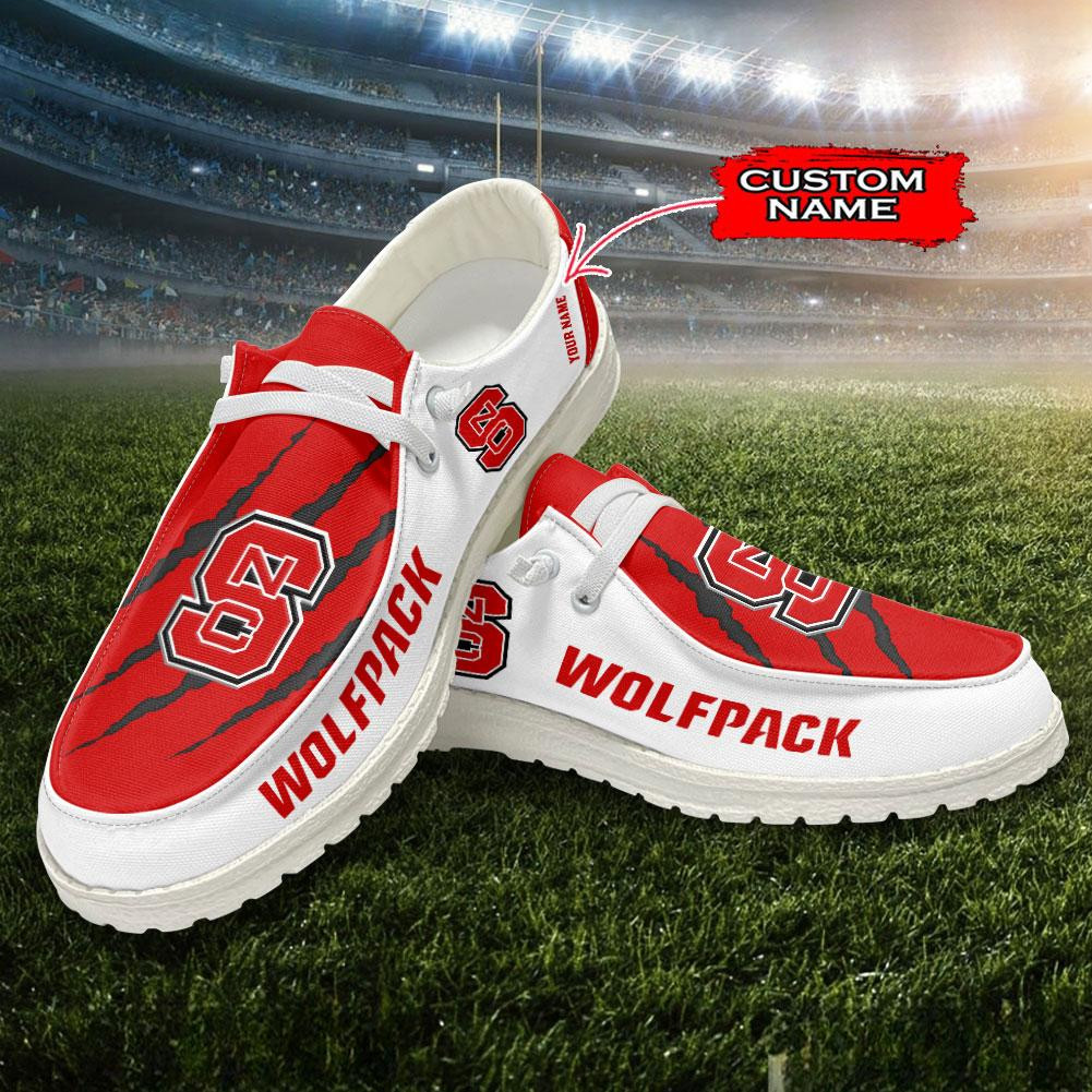 JWFancy NC State Wolfpack Hey Dude Shoes Wally Men's Lace Up Loafers Comfortable For Men And Women