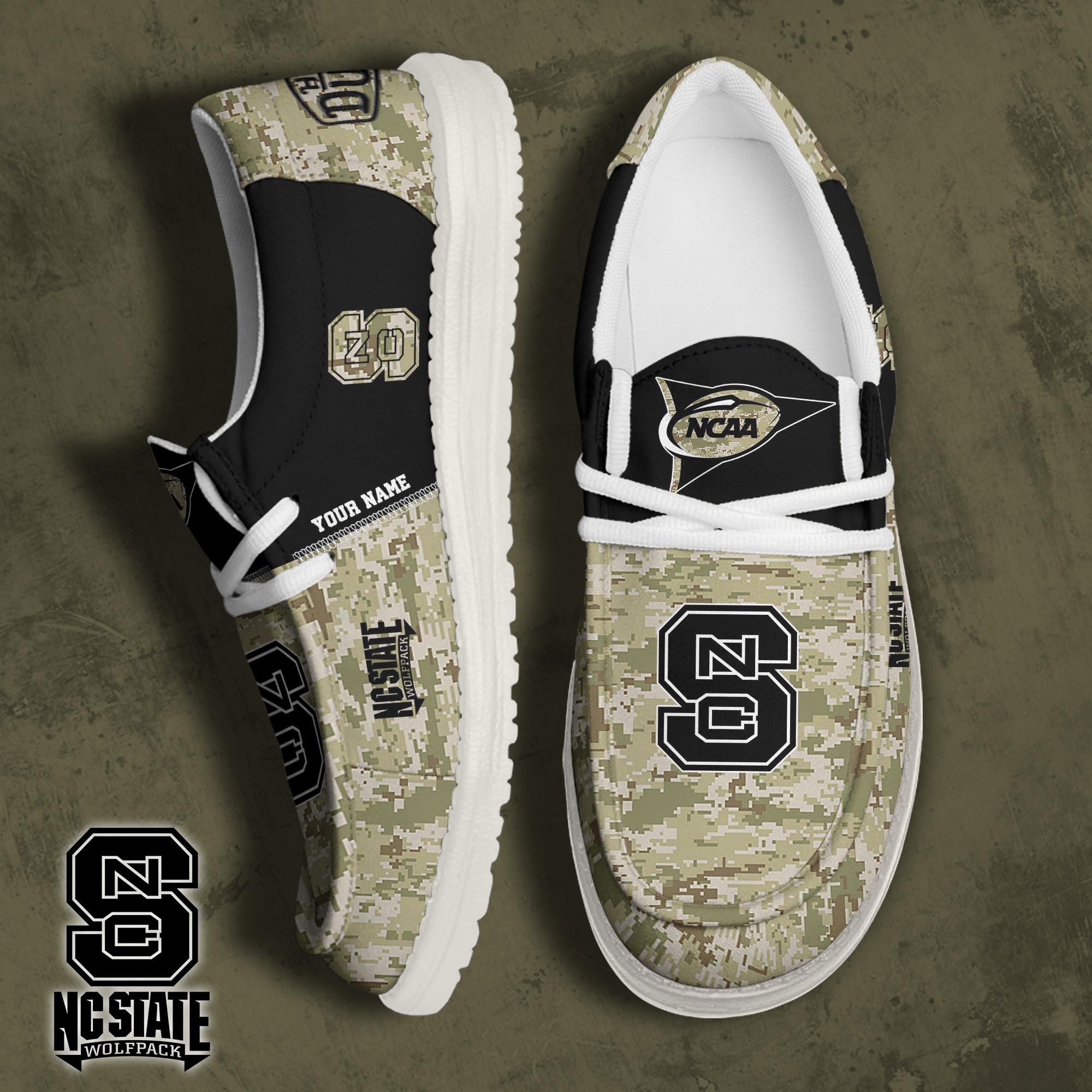 JWFancy NC State Wolfpack Hey Dude Shoes Wally Men's Lace Up Loafers Comfortable For Men And Women