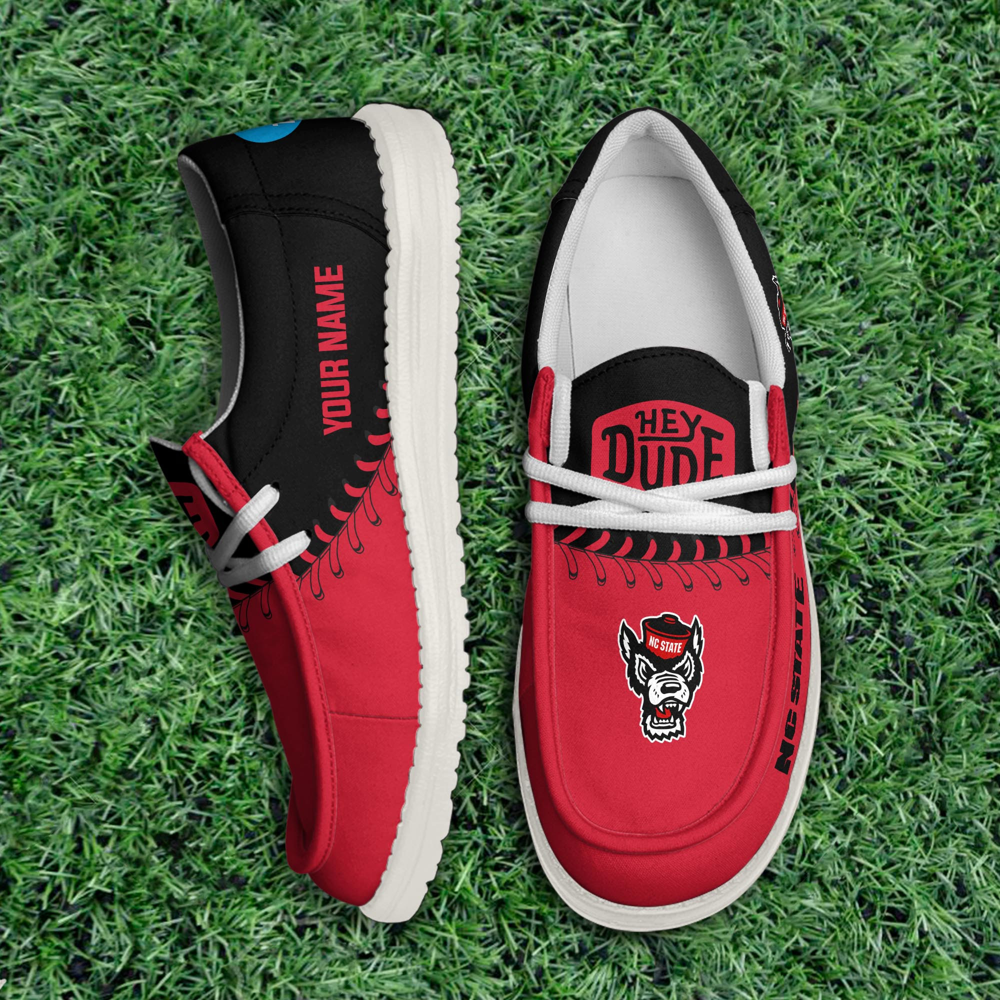 JWFancy NC State Wolfpack Hey Dude Shoes Wally Men's Lace Up Loafers Comfortable For Men And Women