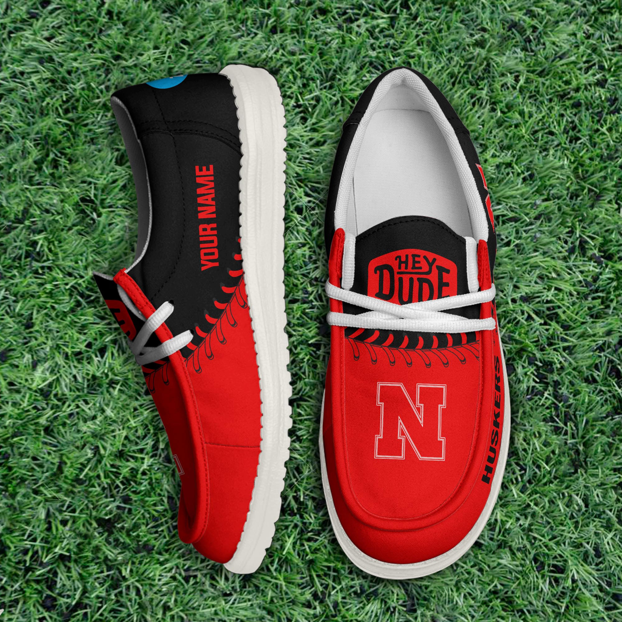 JWFancy Nebraska Cornhuskers Hey Dude Shoes Wally Men's Lace Up Loafers Comfortable For Men And Women