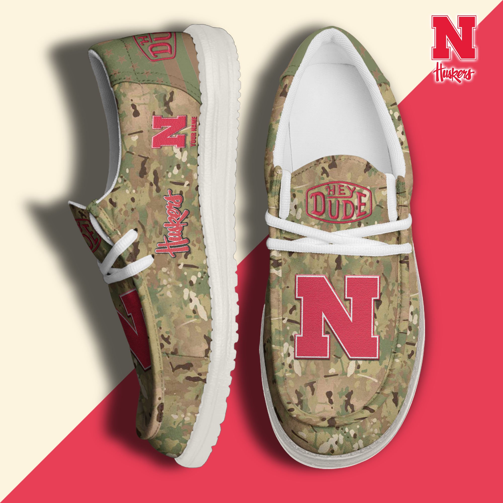 JWFancy Nebraska Cornhuskers Hey Dude Shoes Wally Men's Lace Up Loafers Comfortable For Men And Women