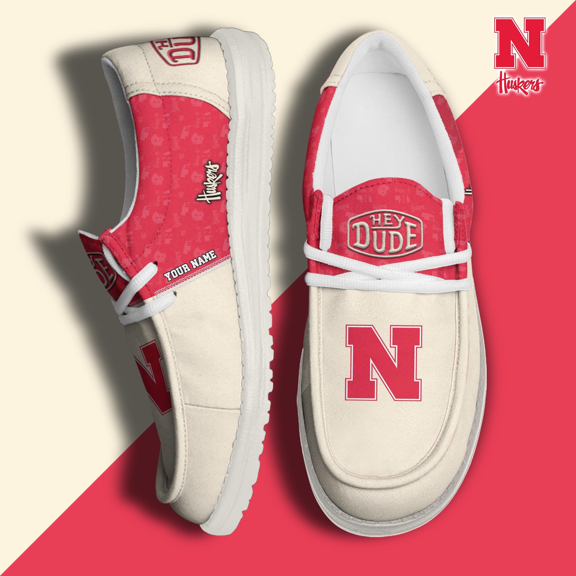 JWFancy Nebraska Cornhuskers Hey Dude Shoes Wally Men's Lace Up Loafers Comfortable For Men And Women