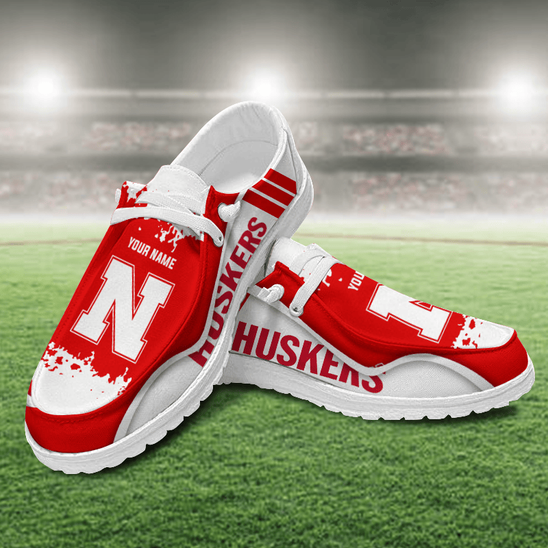 JWFancy Nebraska Cornhuskers Hey Dude Shoes Wally Men's Lace Up Loafers Comfortable For Men And Women