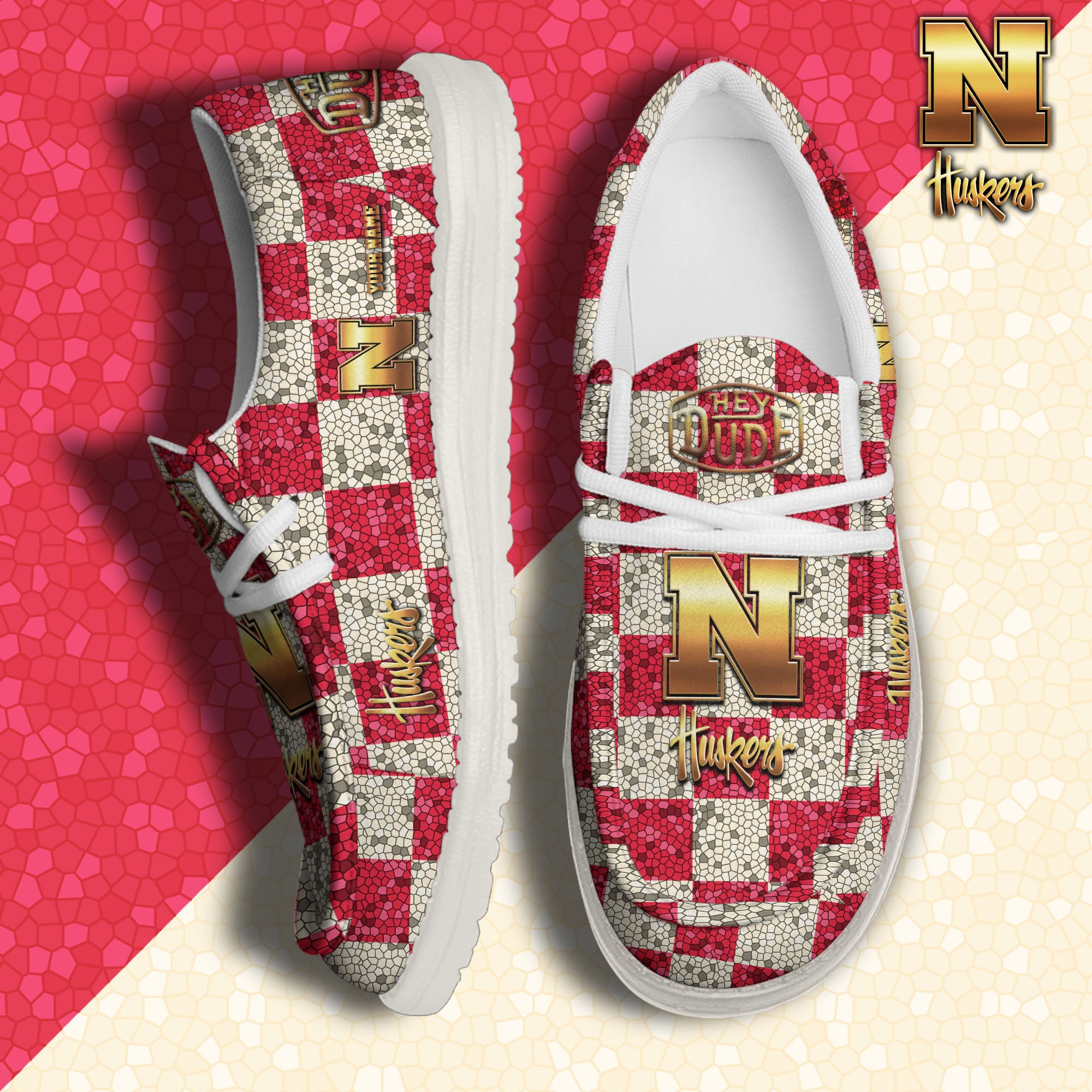 JWFancy Nebraska Cornhuskers Hey Dude Shoes Wally Men's Lace Up Loafers Comfortable For Men And Women