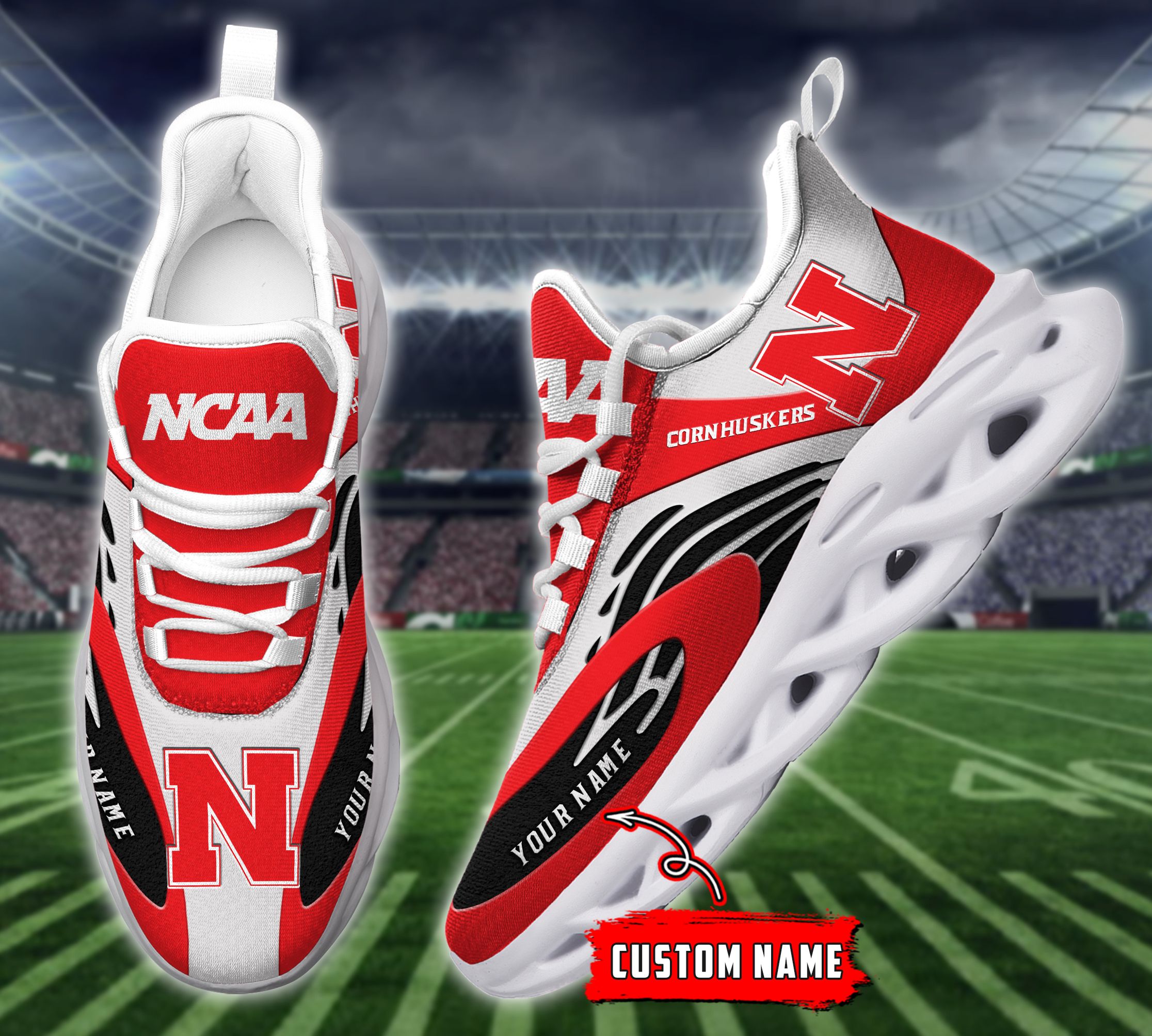 JWFancy Nebraska Cornhuskers NCAA Max Soul Shoes Sneakers For Men And Women