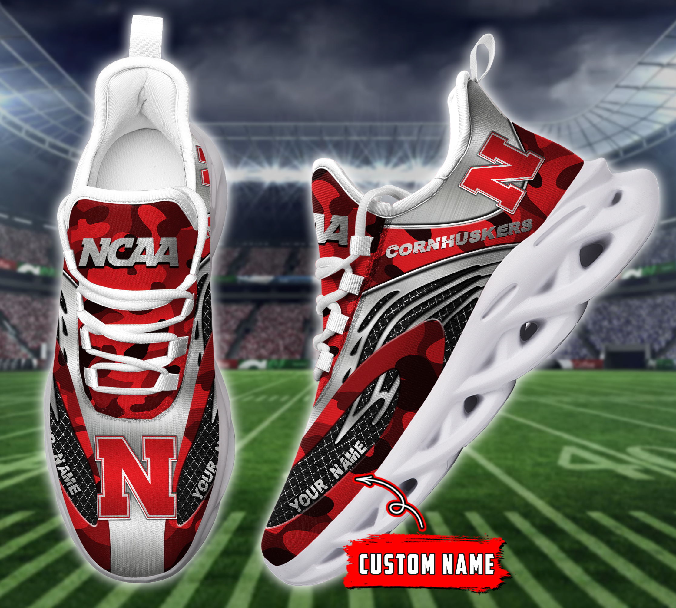 JWFancy Nebraska Cornhuskers NCAA Max Soul Shoes Sneakers For Men And Women