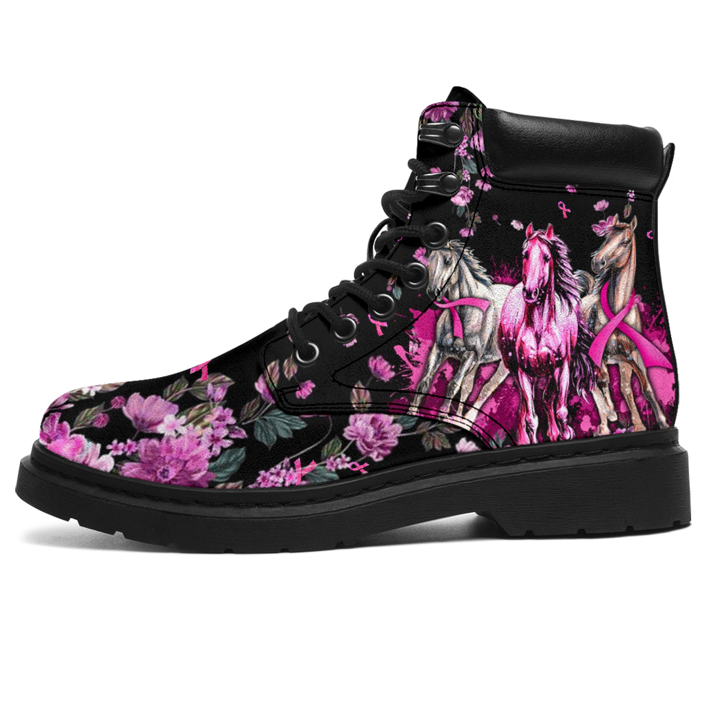 JWFancy Never Give Up Breast Cancer Awareness Boots Shoes For Men And Women
