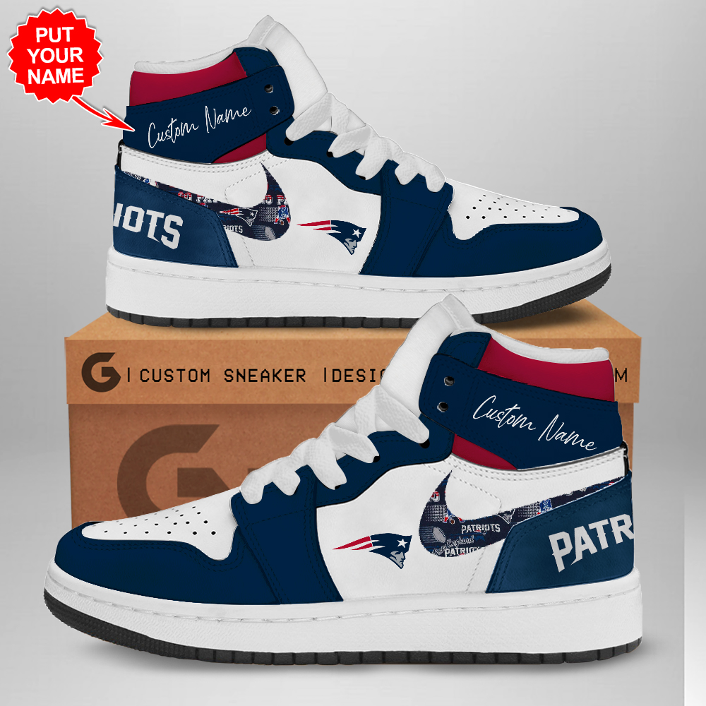 JWFancy New England Patriots AJ1 High Sneakers Shoes For Men And Women