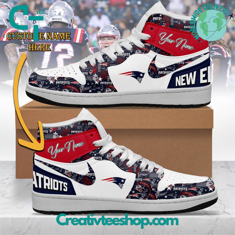 JWFancy New England Patriots AJ1 High Sneakers Shoes For Men And Women